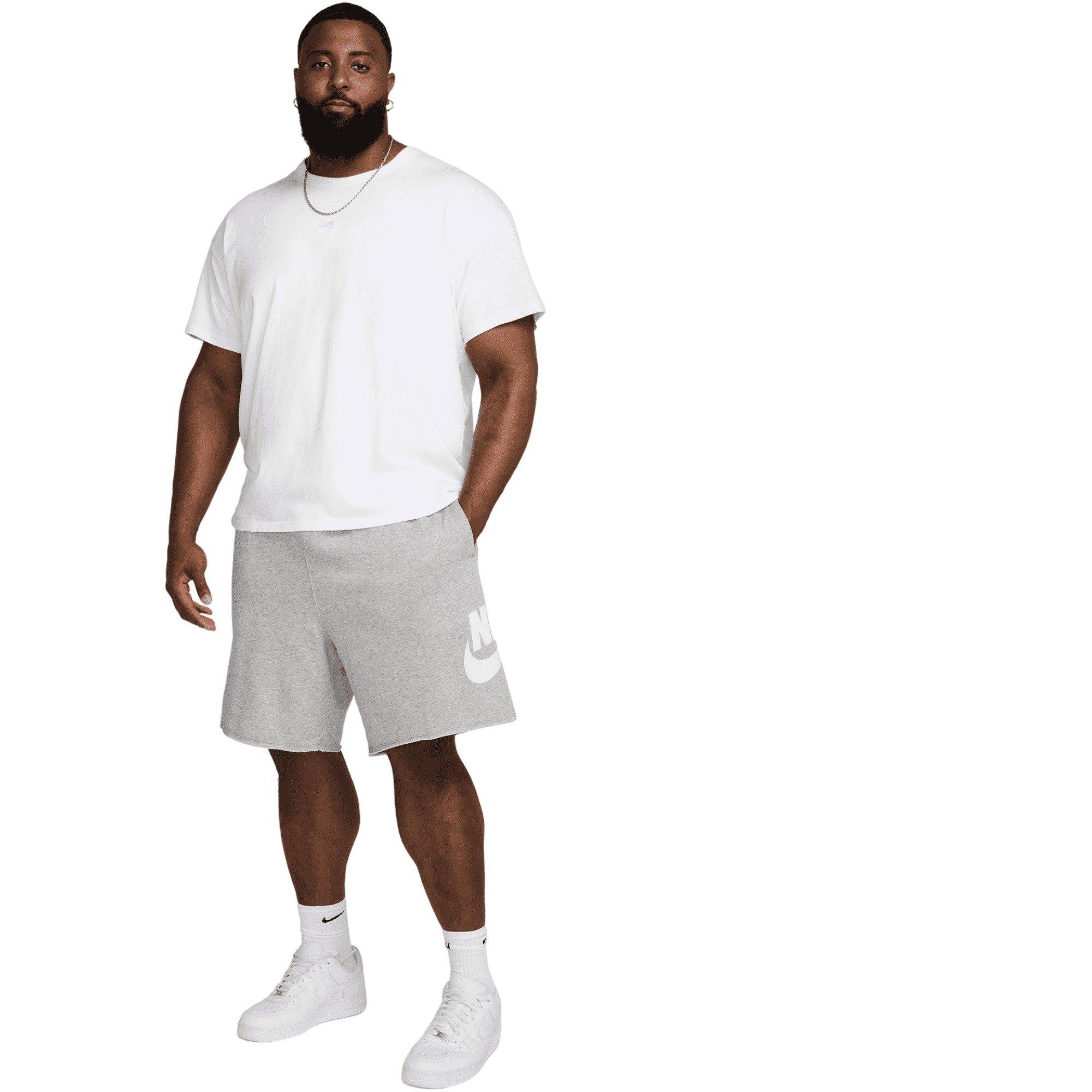 Nike Men's Club French Terry Alumni Shorts - Grey - GREY Thumbnail View 7