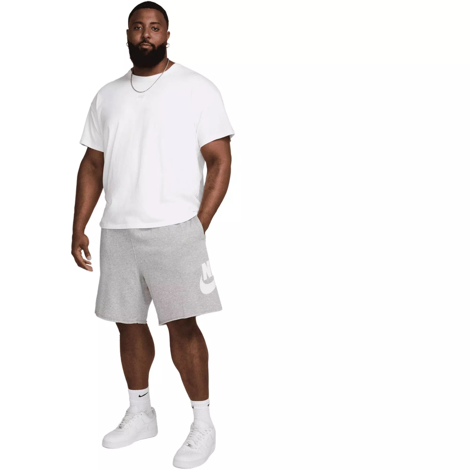 Nike Men's Club French Terry Alumni Shorts - Light Grey - LIGHT GREY