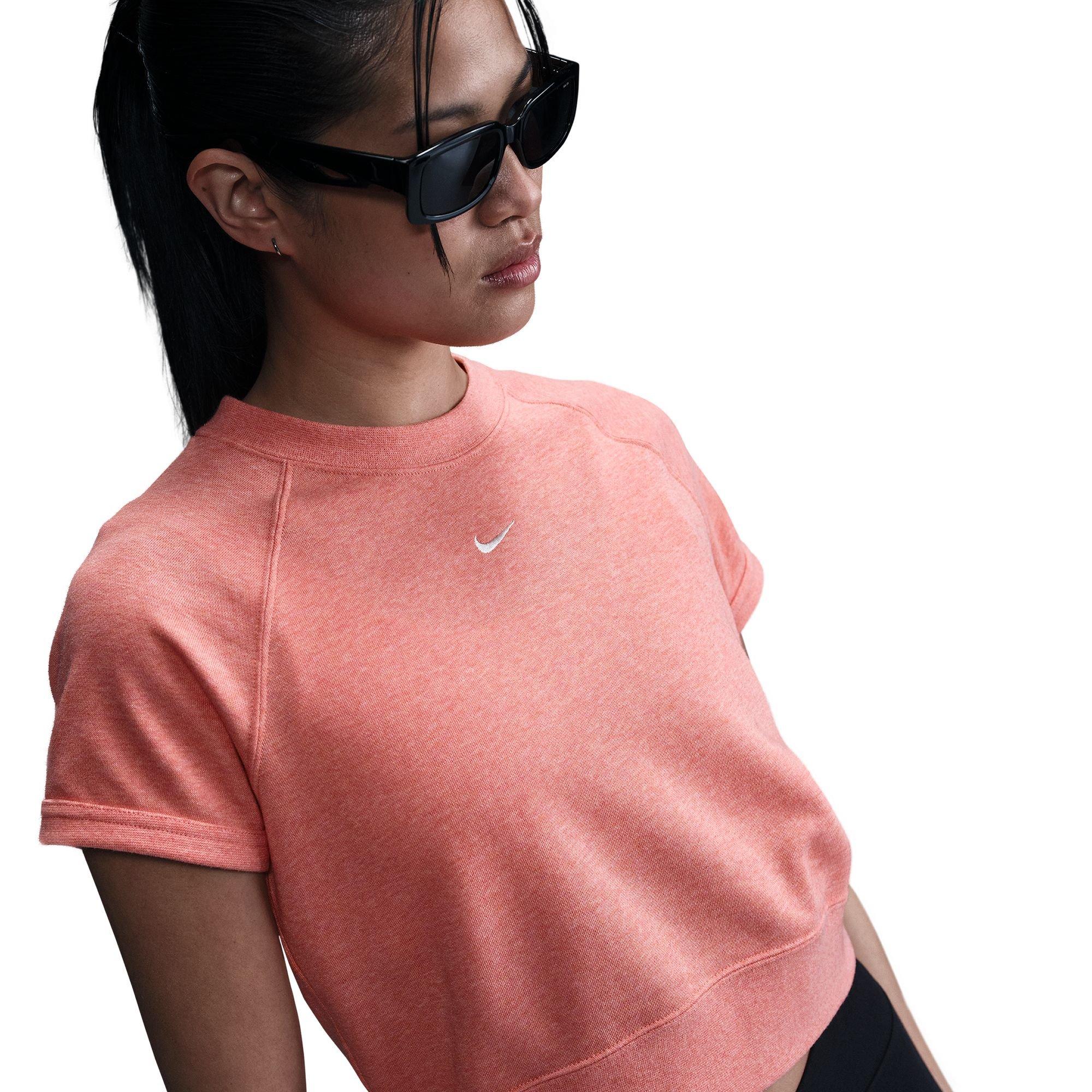 Nike Women's Sportswear Chill Terry French Terry Short-Sleeve Top - PEACH Thumbnail View 3