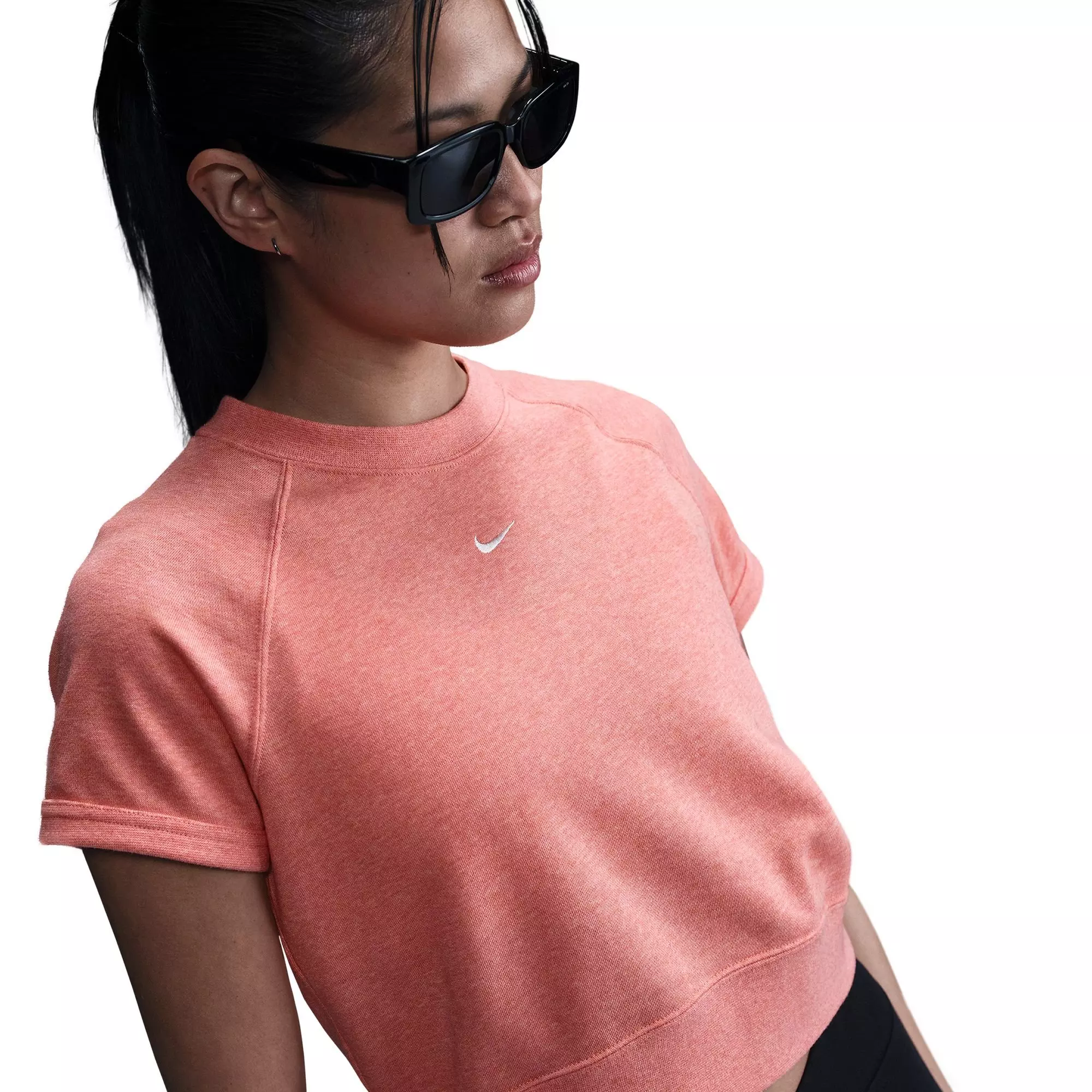 Nike Women's Sportswear Chill Terry French Terry Short-Sleeve Top - PEACH