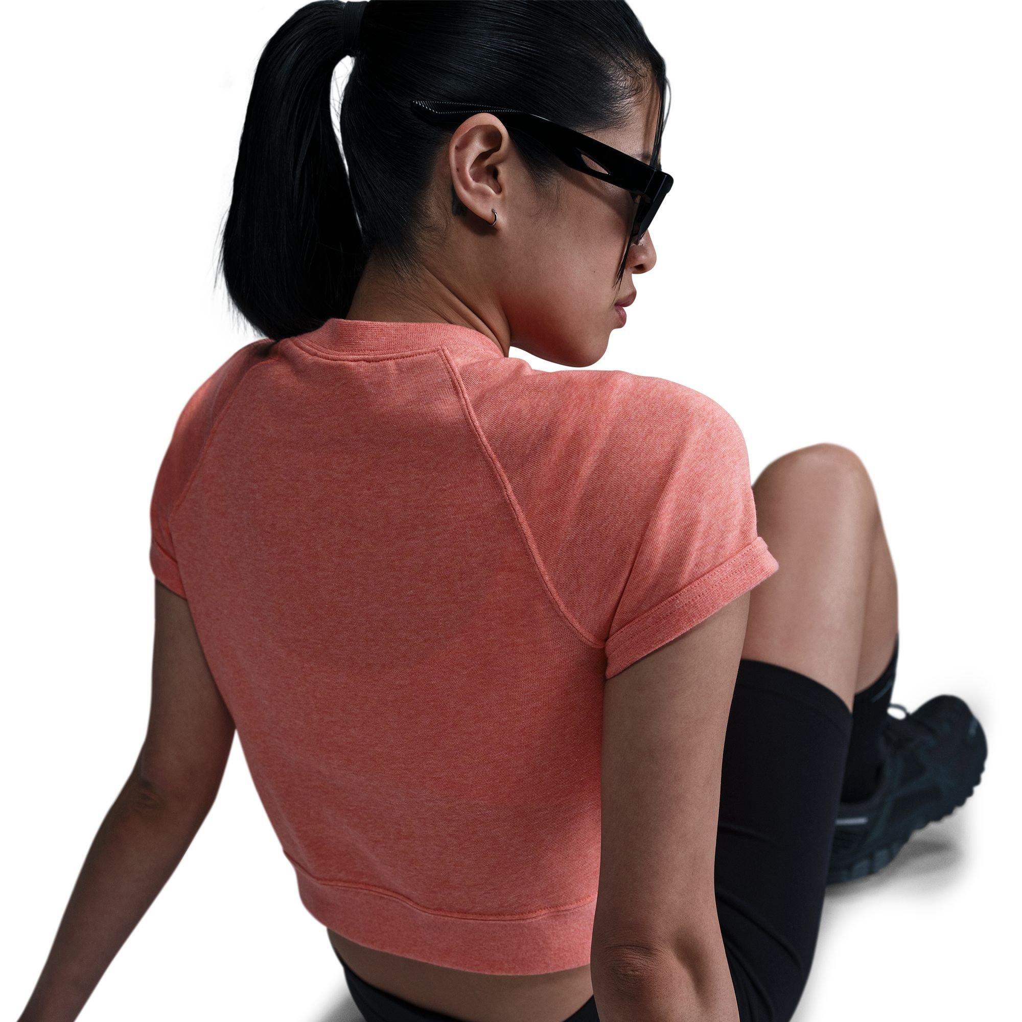 Nike Women's Sportswear Chill Terry French Terry Short-Sleeve Top - PEACH Thumbnail View 4