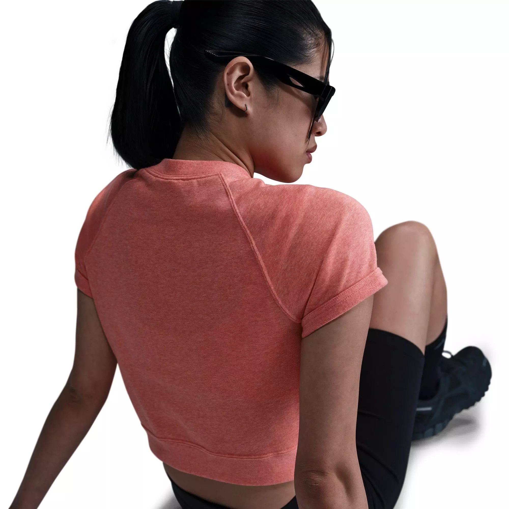 Nike Women's Sportswear Chill Terry French Terry Short-Sleeve Top - PEACH