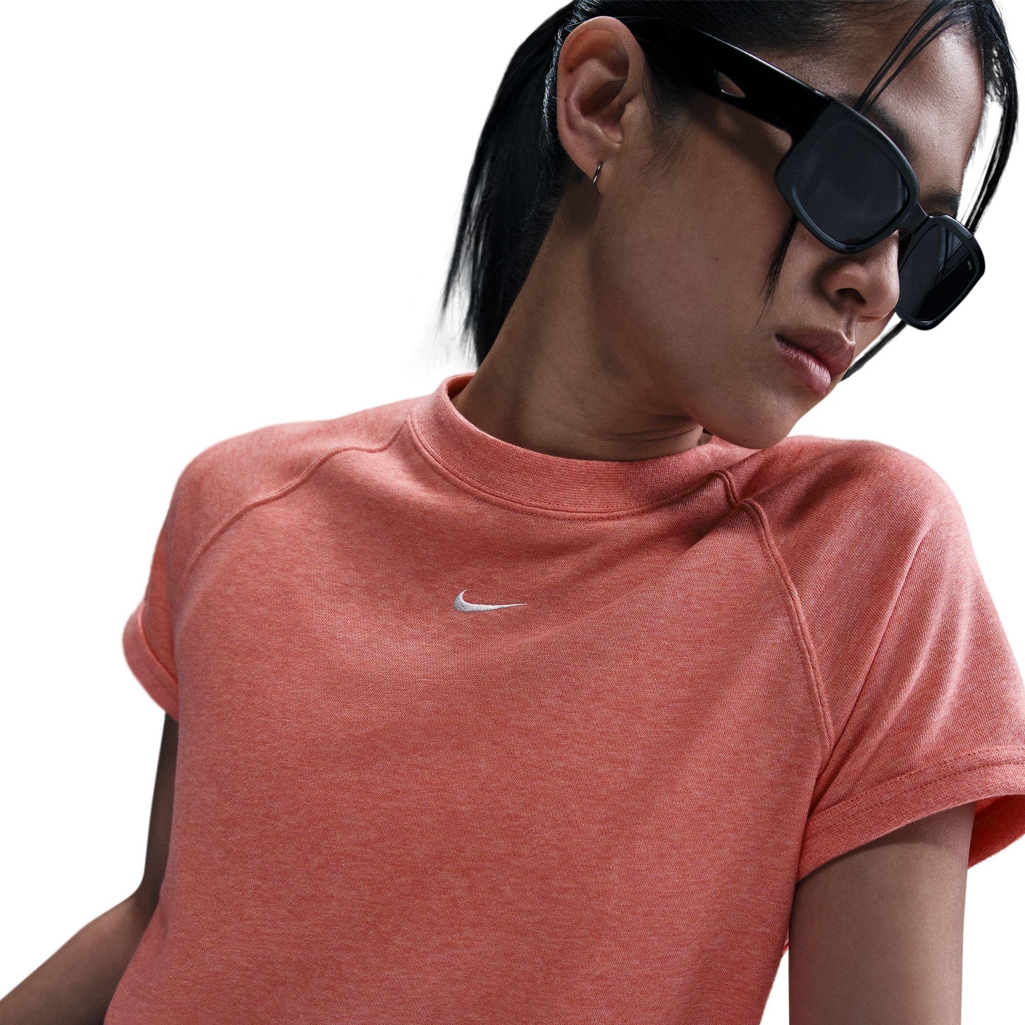 Nike Women's Sportswear Chill Terry French Terry Short-Sleeve Top - PEACH Thumbnail View 5