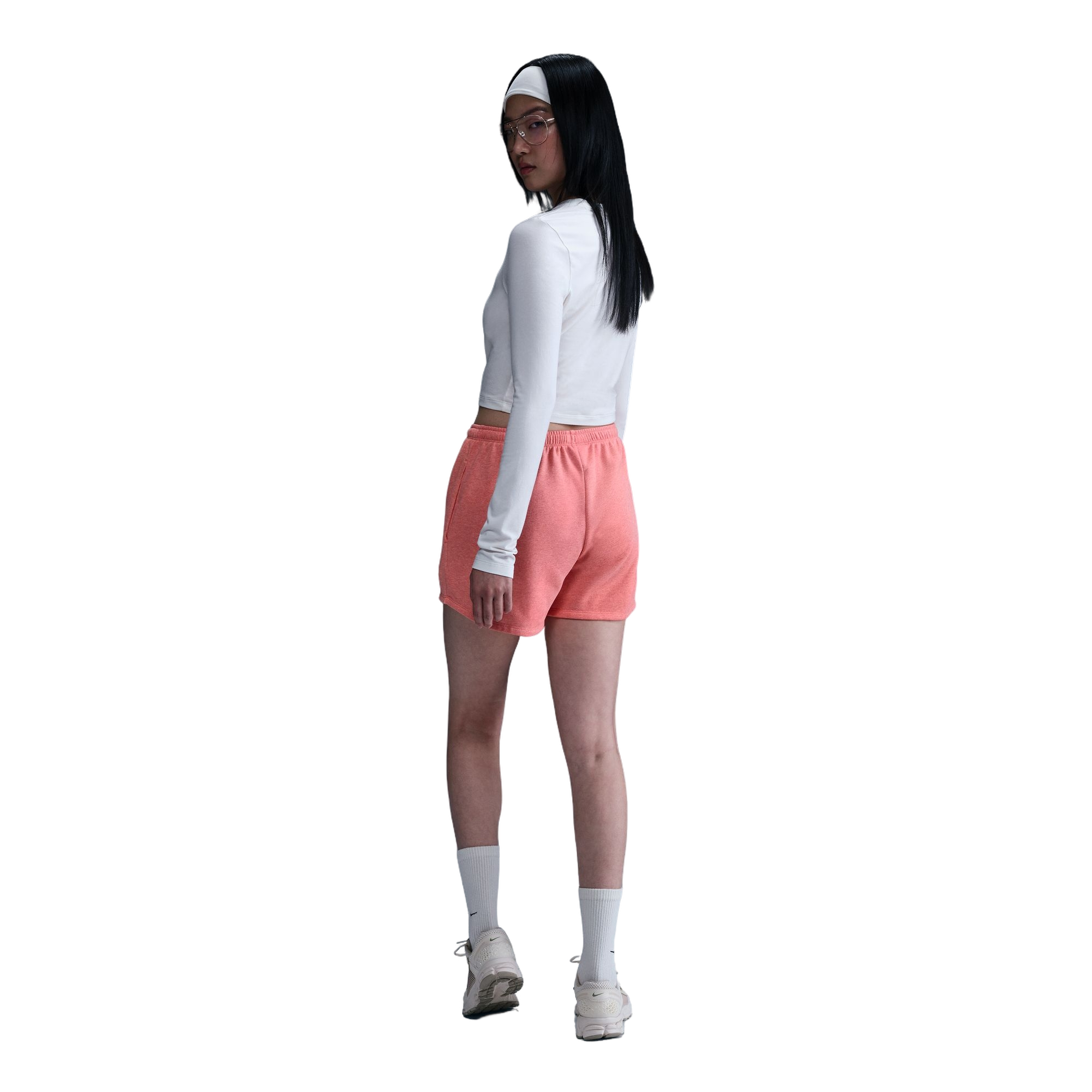 Nike Women's Sportswear Chill Terry Mid-Rise 4" French Terry Shorts - Peach - PEACH Thumbnail View 2