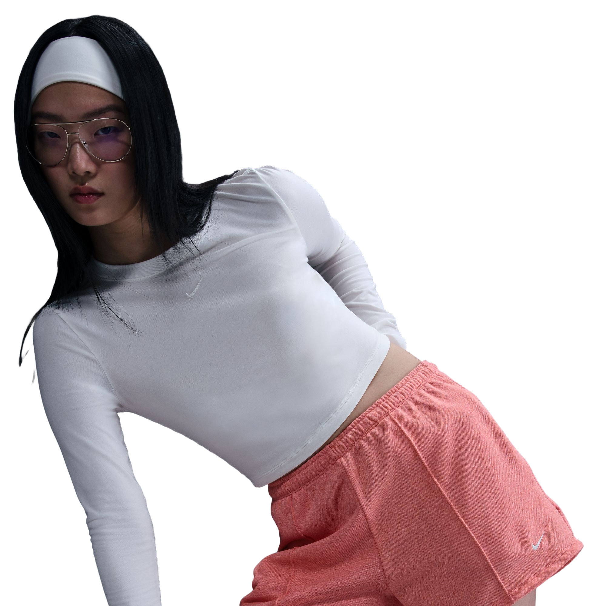 Nike Women's Sportswear Chill Terry Mid-Rise 4" French Terry Shorts - Peach - PEACH Thumbnail View 3