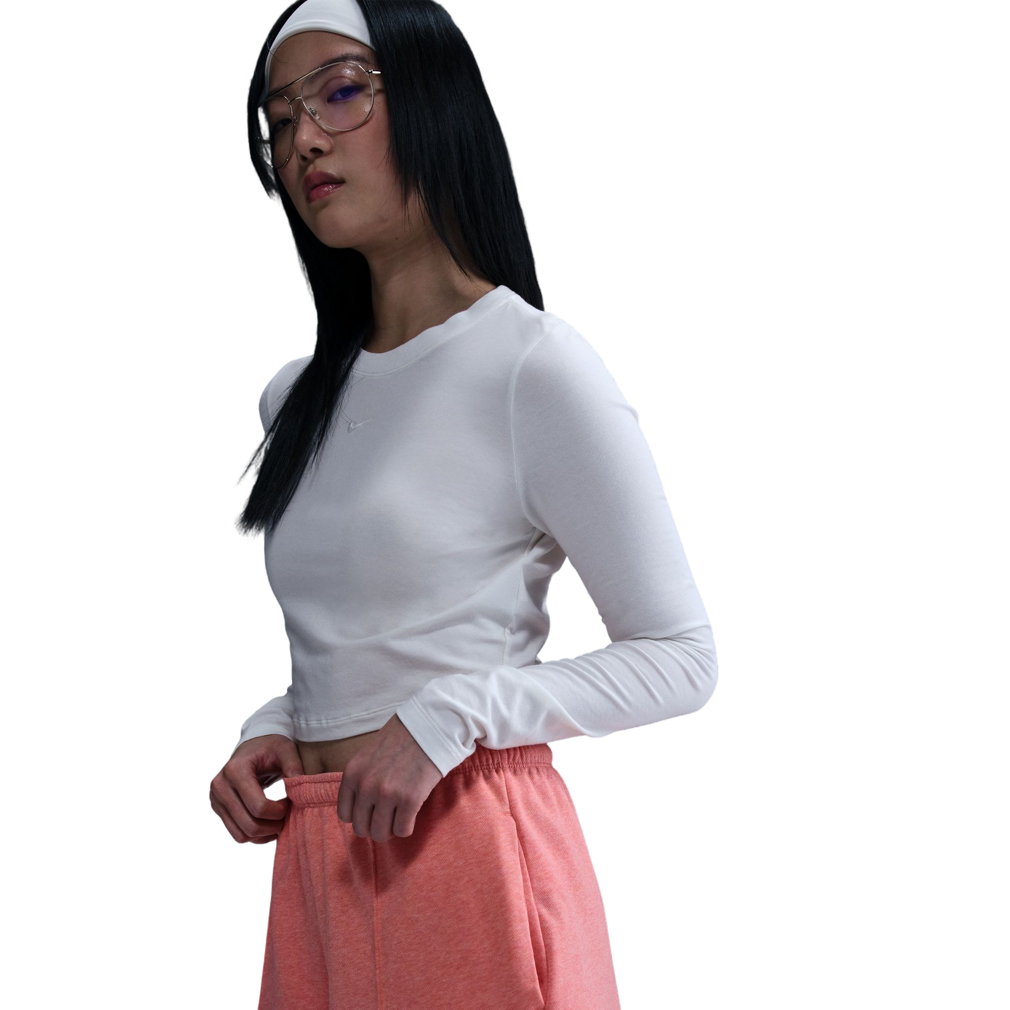 Nike Women's Sportswear Chill Terry Mid-Rise 4" French Terry Shorts - Peach - PEACH Thumbnail View 5