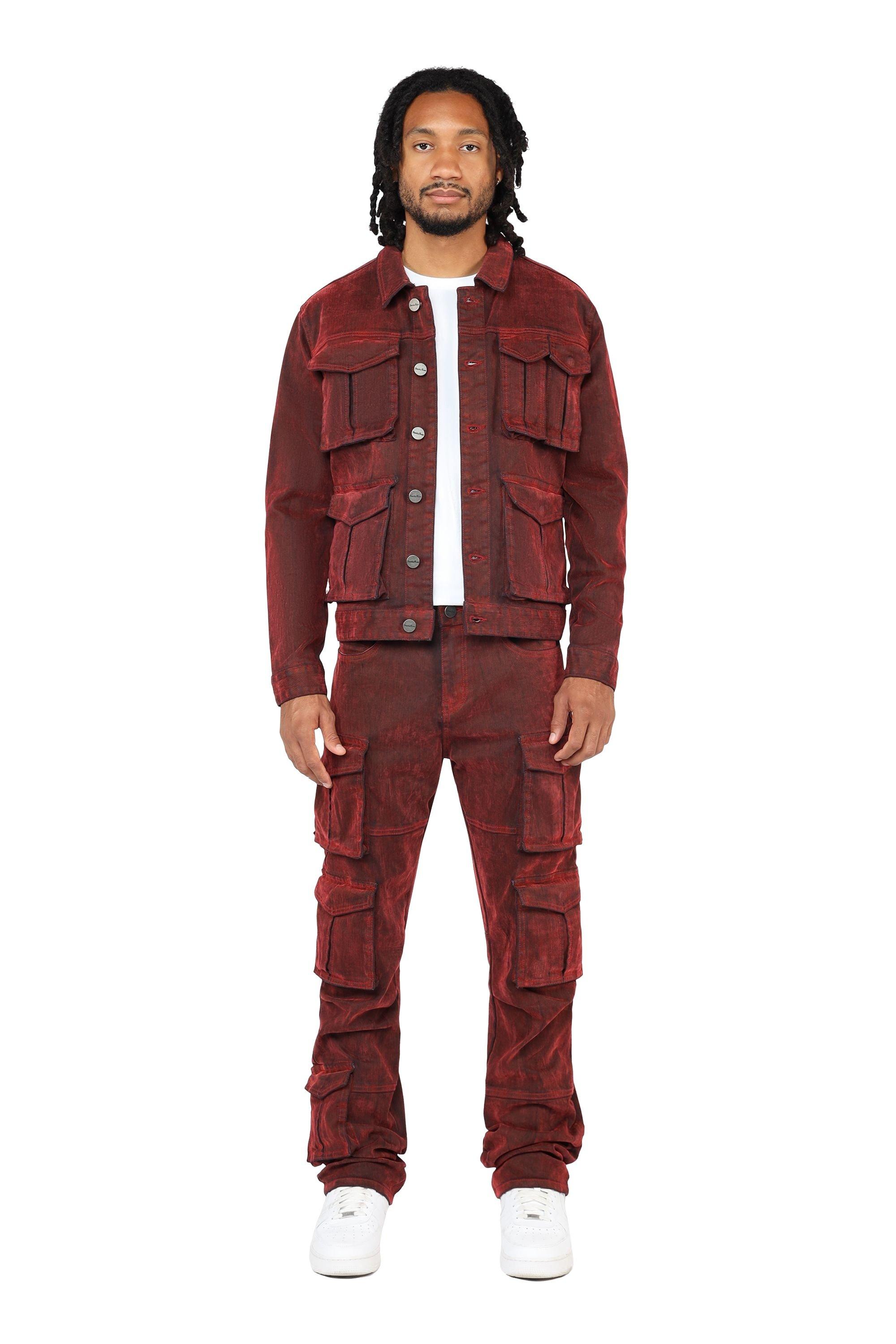 Smoke Rise Men's Flocked Cargo Jacket - Red Merino - RED Thumbnail View 5