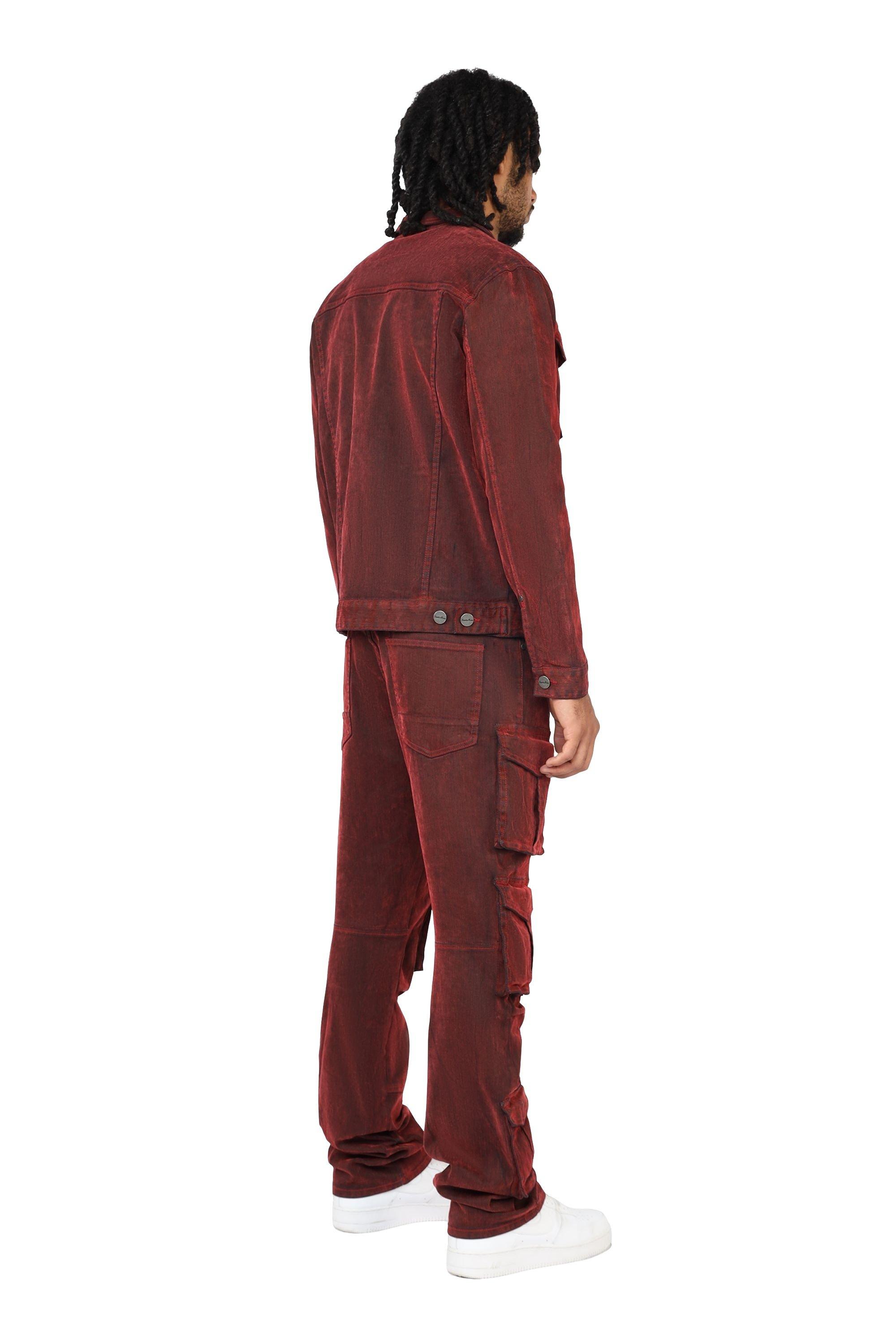 Smoke Rise Men's Flocked Cargo Jacket - Red Merino - RED Thumbnail View 6