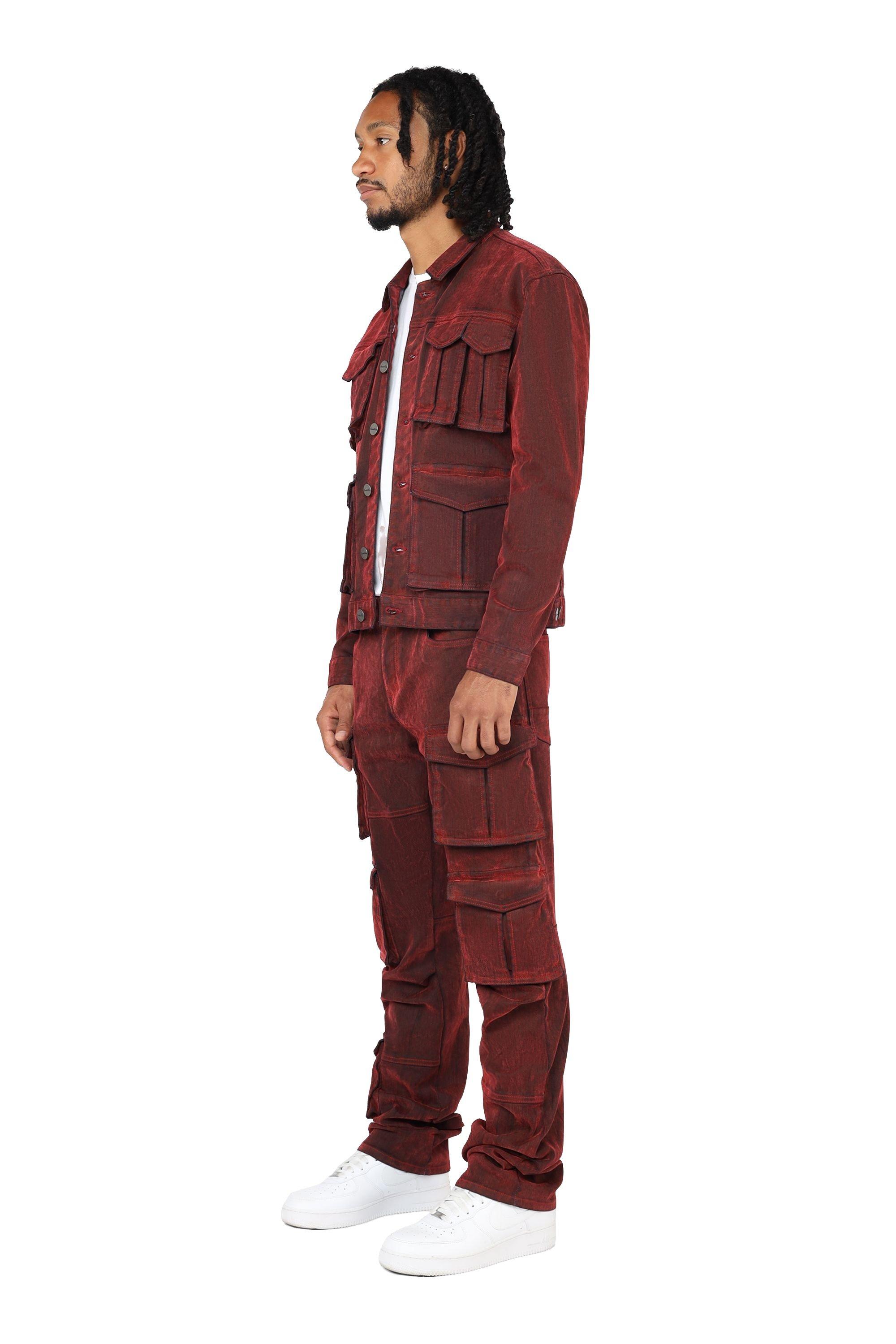 Smoke Rise Men's Flocked Cargo Jacket - Red Merino - RED Thumbnail View 7