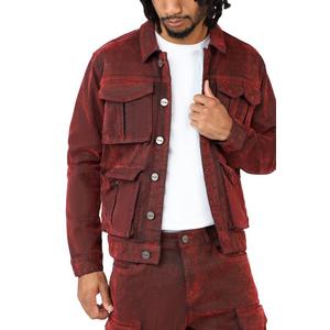 Smoke Rise Men's Flocked Cargo Jacket - Red Merino
