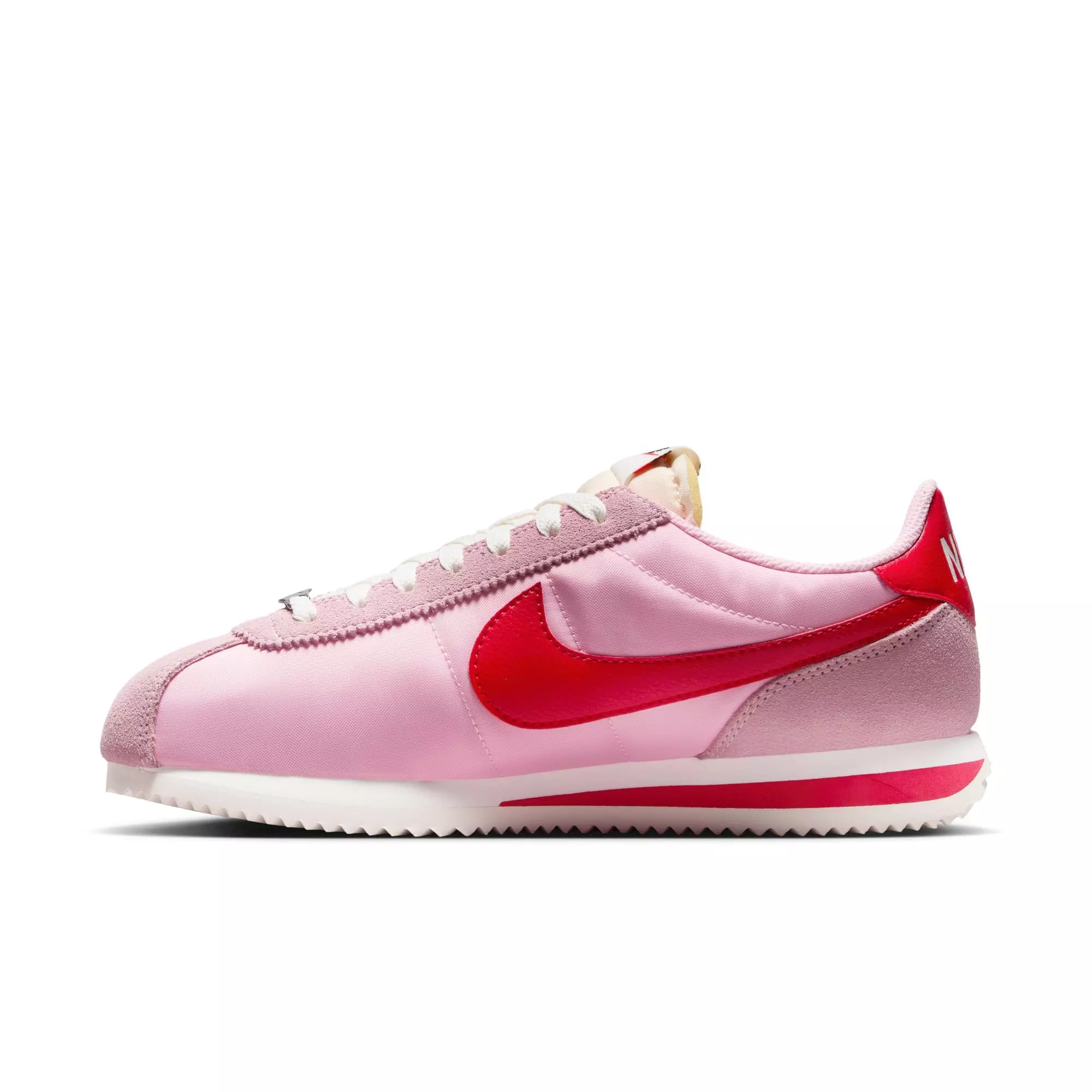 Nike Cortez Textile "Med Soft Pink/Fire Red/Sail/Team Orange" Women's Shoe - PINK/RED