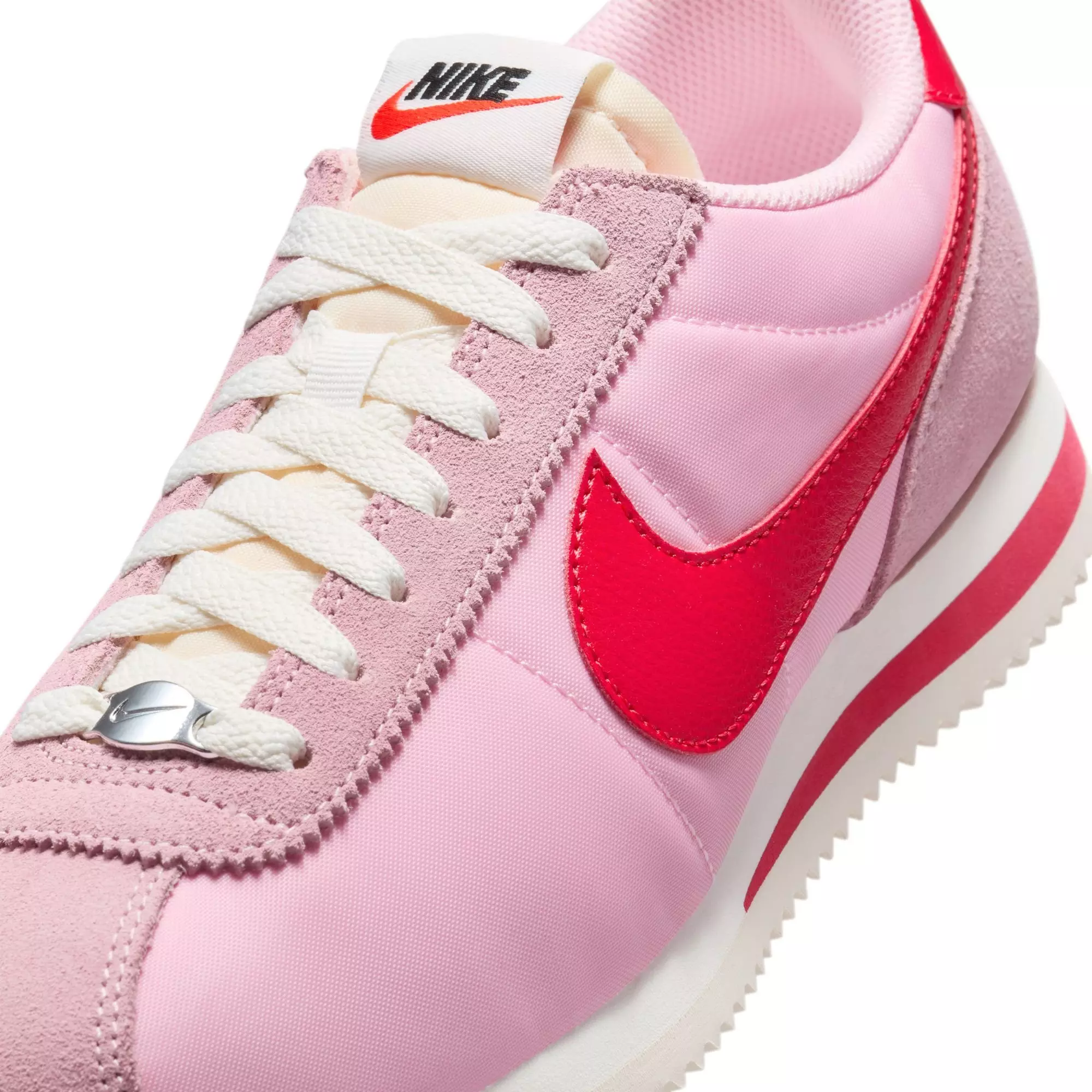 Nike Cortez Textile "Med Soft Pink/Fire Red/Sail/Team Orange" Women's Shoe - PINK/RED