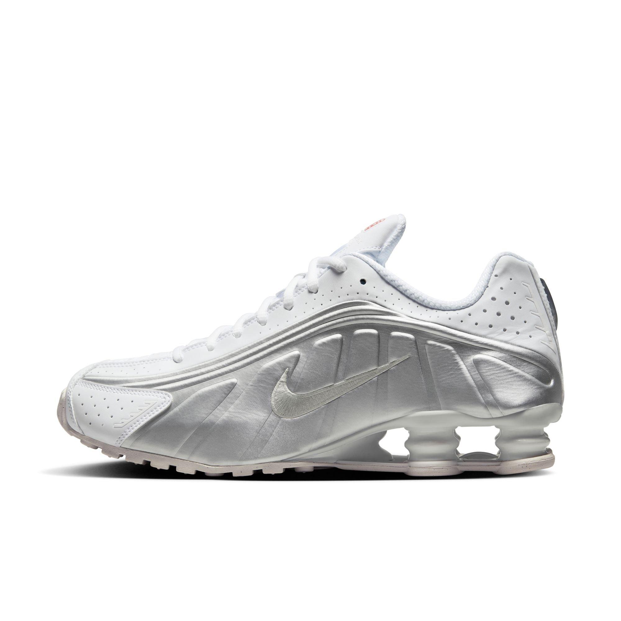 Nike Shox R4 "White/Metallic Silver" Men's Shoe - WHITE/RED Thumbnail View 3