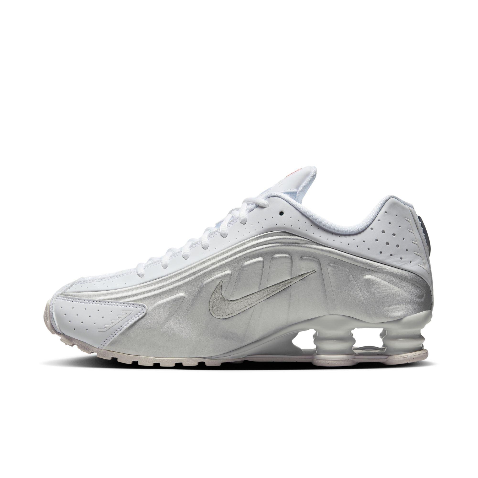 Nike Shox R4 "White/Metallic Silver" Men's Shoe - WHITE/RED Thumbnail View 4