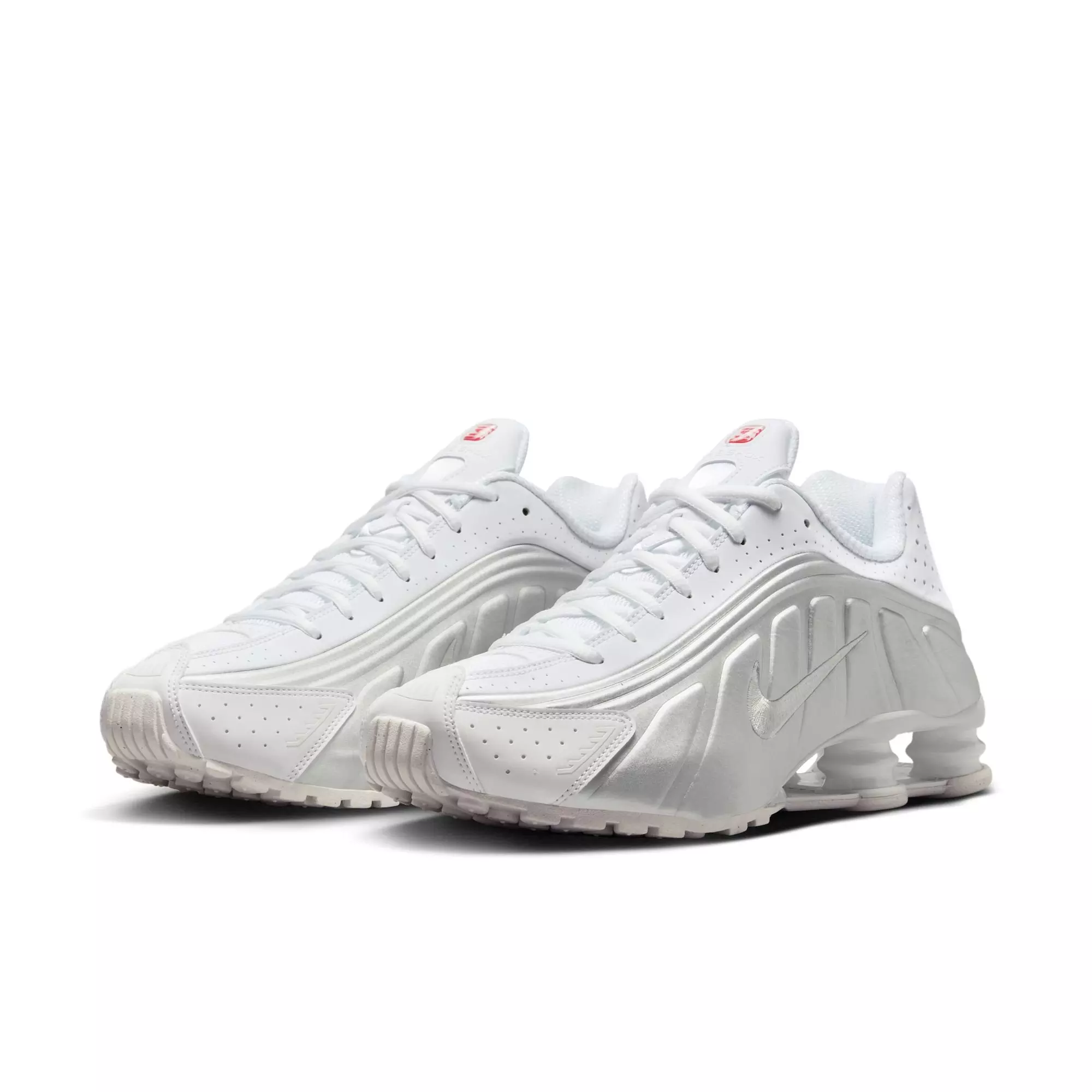Nike Shox R4 "White/Metallic Silver" Men's Shoe - WHITE/RED