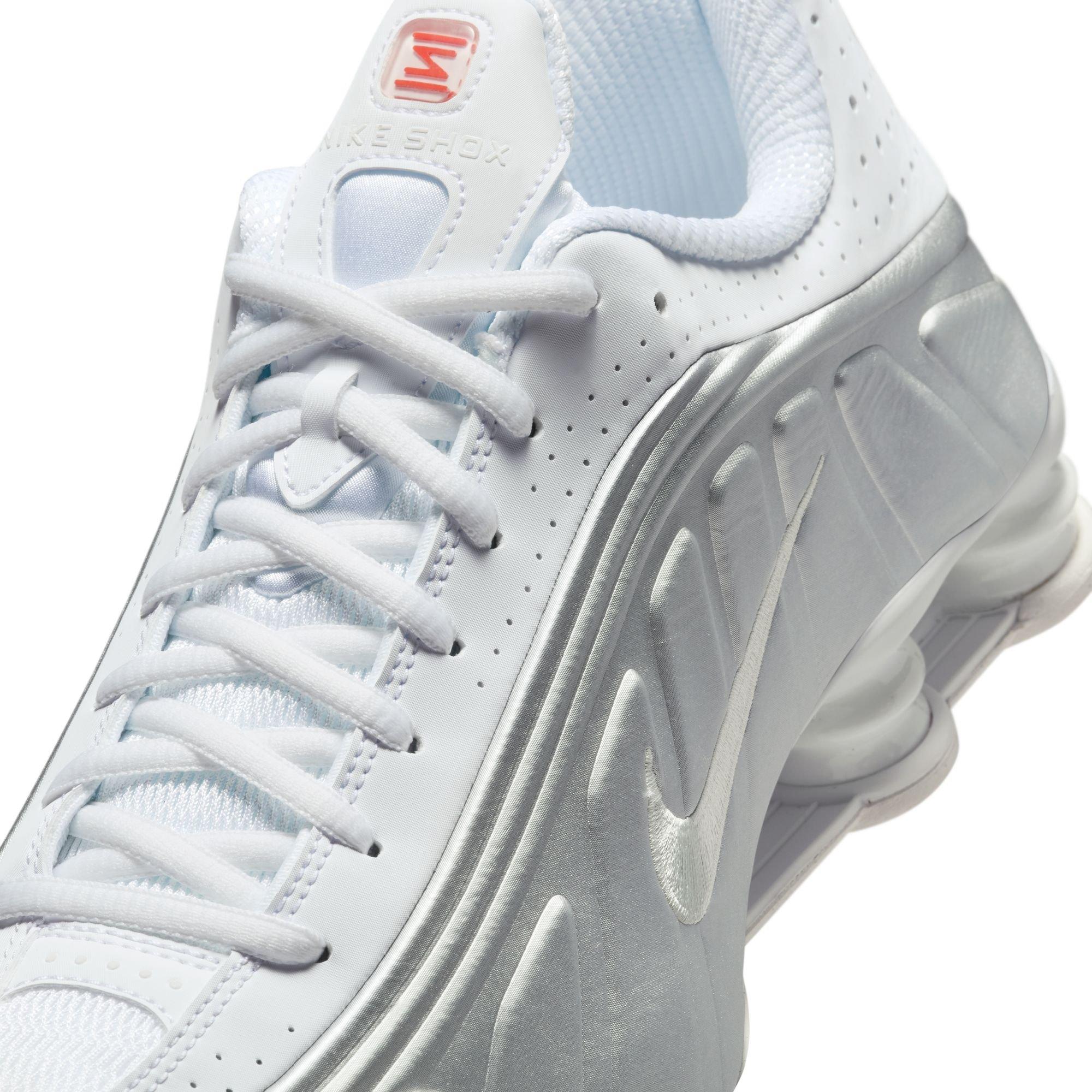 Nike Shox R4 "White/Metallic Silver" Men's Shoe - WHITE/RED Thumbnail View 10