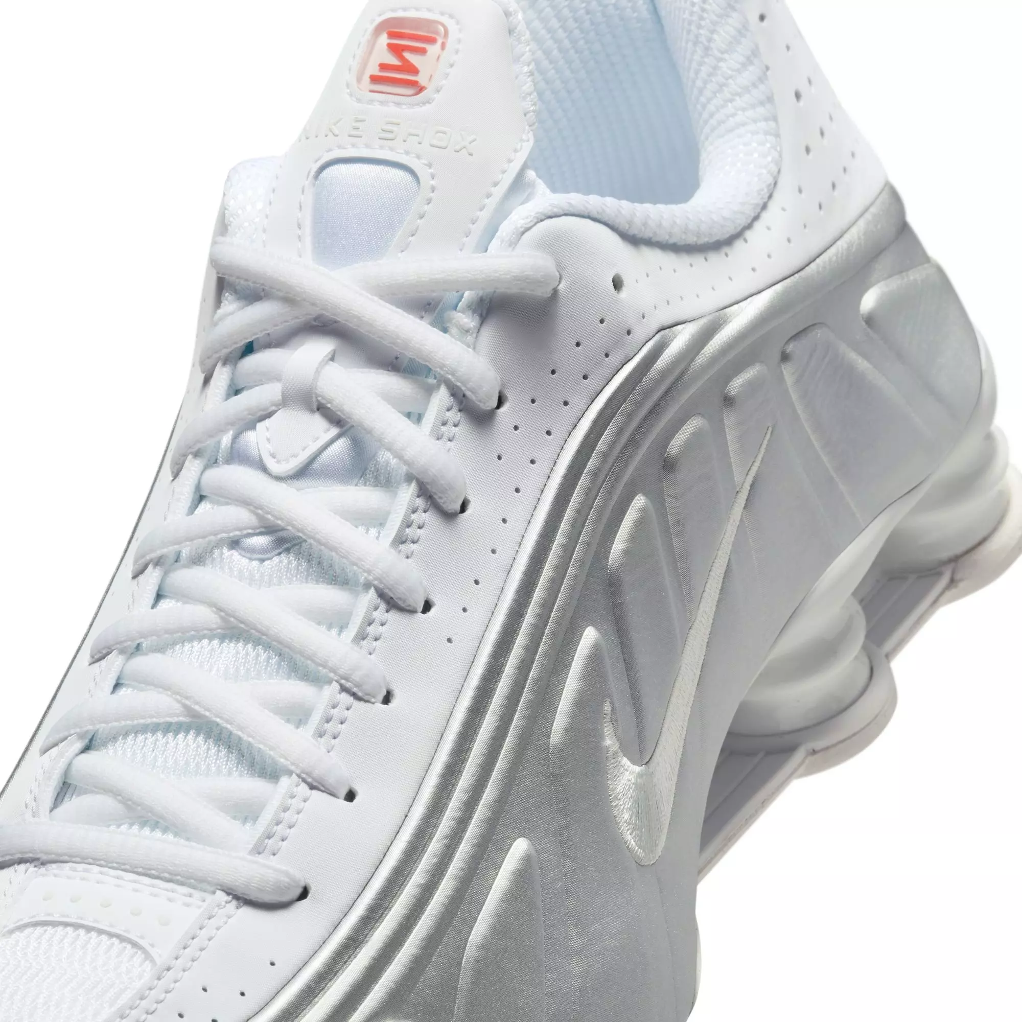 Nike Shox R4 "White/Metallic Silver" Men's Shoe - WHITE/RED