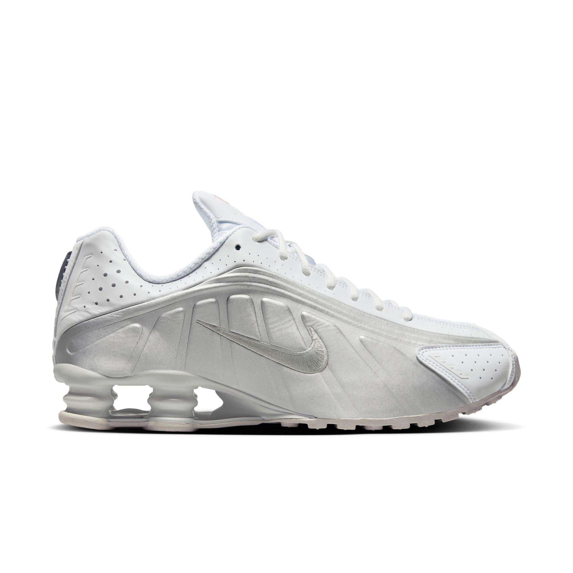 Nike Shox R4 "White/Metallic Silver" Men's Shoe - WHITE/RED Thumbnail View 1