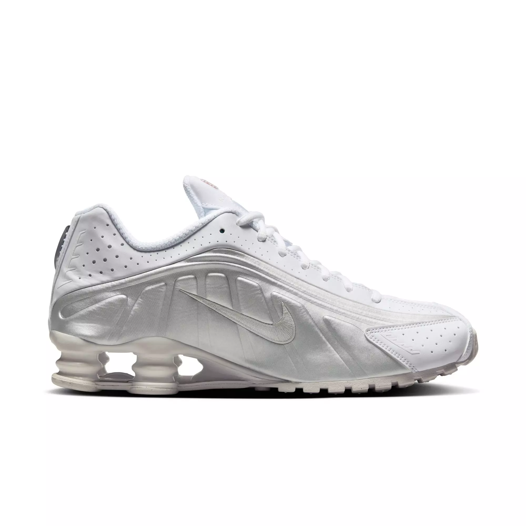 Nike Shox R4 "White/Metallic Silver" Men's Shoe - WHITE/RED