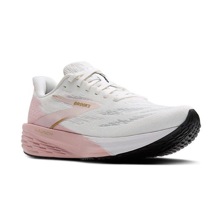 Brooks Launch 11 "White/Gold/Pink" Women's Running Shoe - GOLD/WHITE Thumbnail View 3