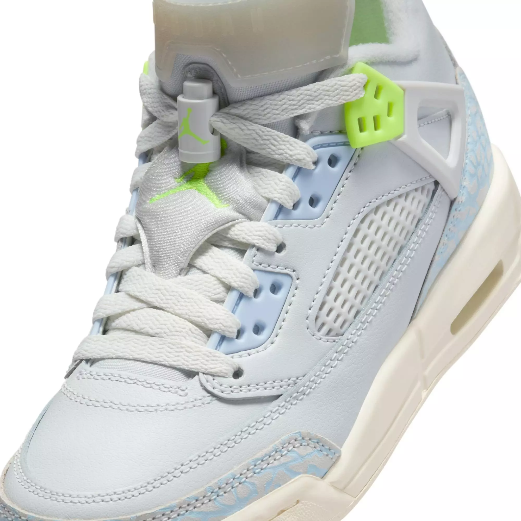 Jordan Spizike Low "Photon Dust/Volt/Sail/Coconut Milk" Grade School Girls' Shoe - WHITE/GREEN