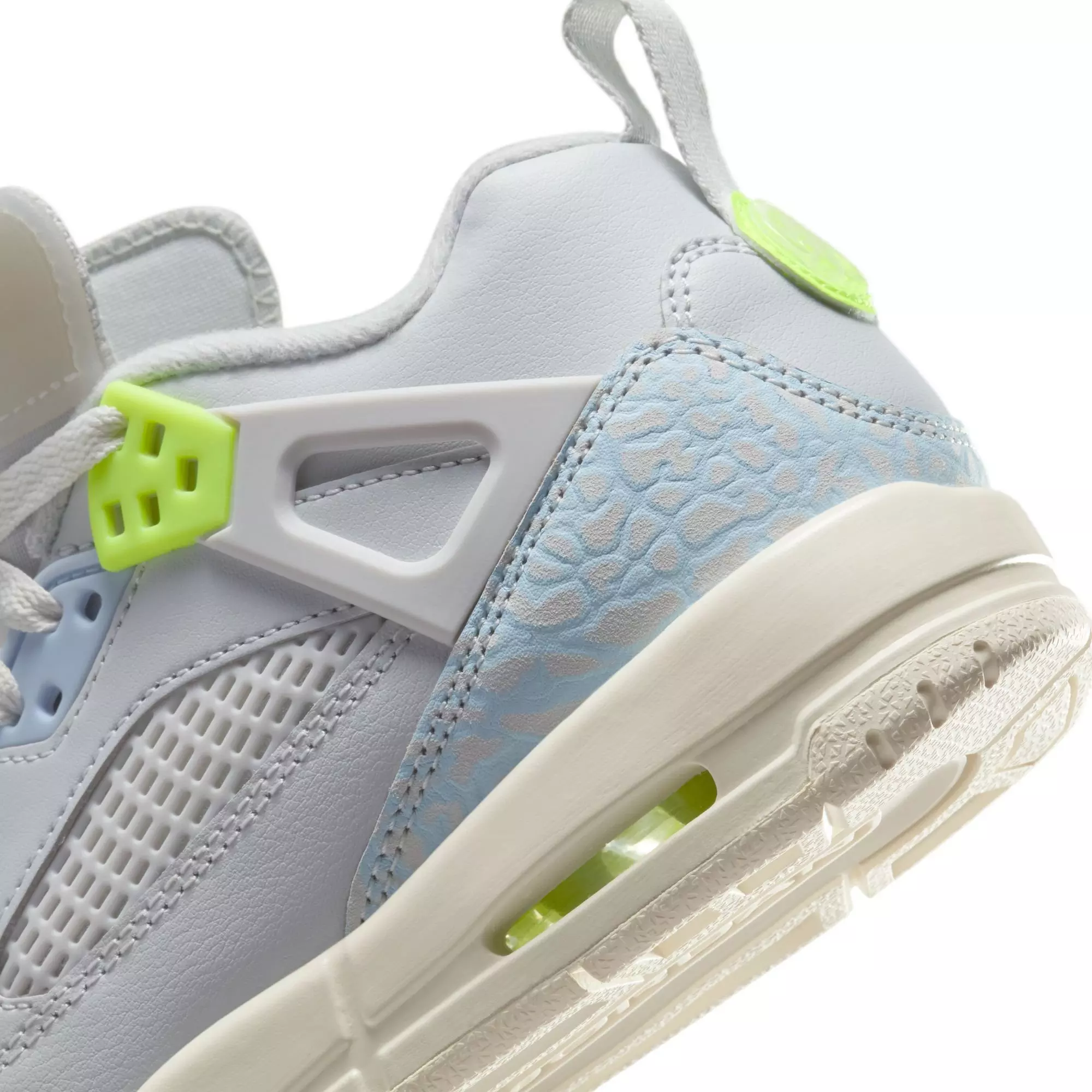 Jordan Spizike Low "Photon Dust/Volt/Sail/Coconut Milk" Grade School Girls' Shoe - WHITE/GREEN