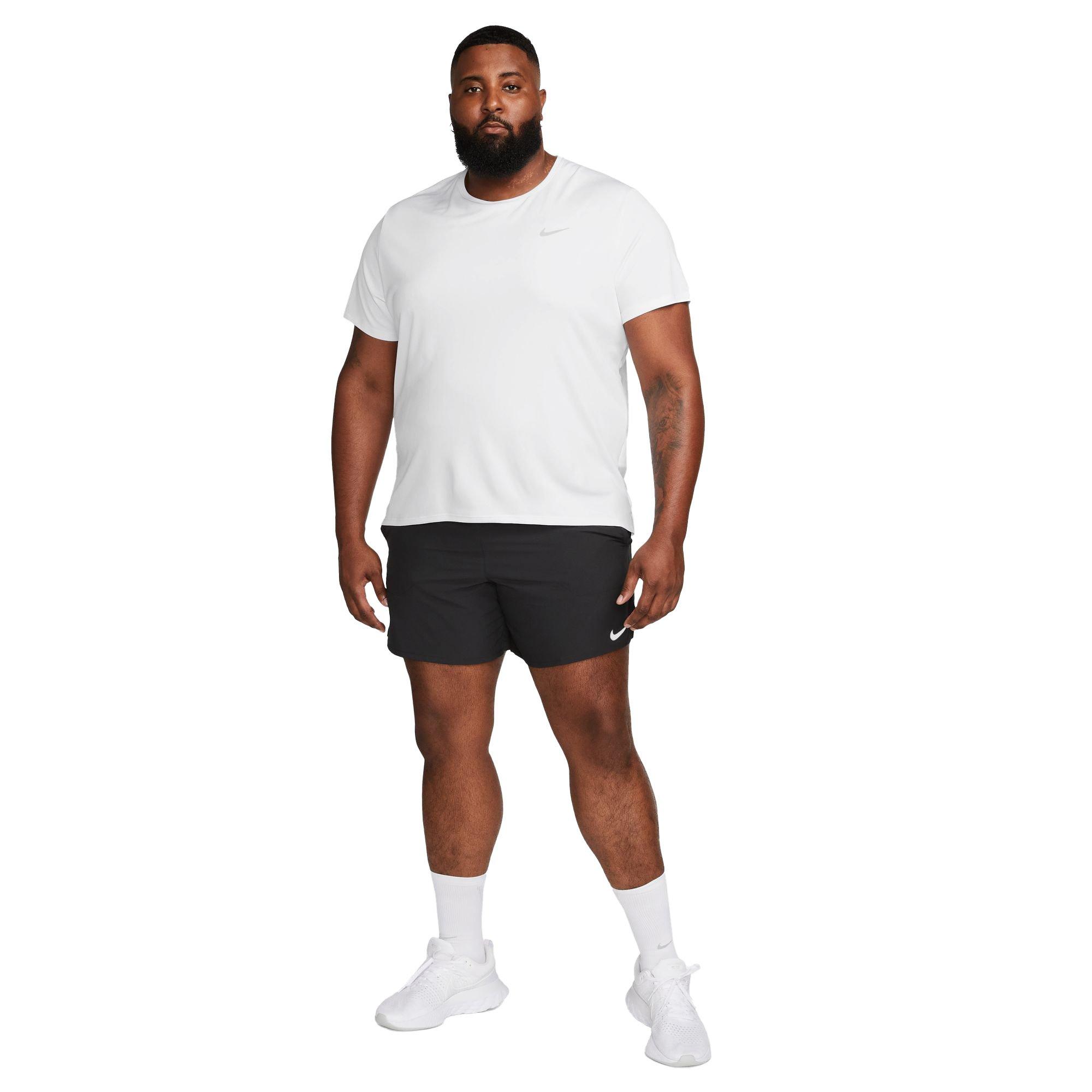 Nike Men's Miler Dri-FIT UV Short-Sleeve Running Top - WHITE Thumbnail View 5