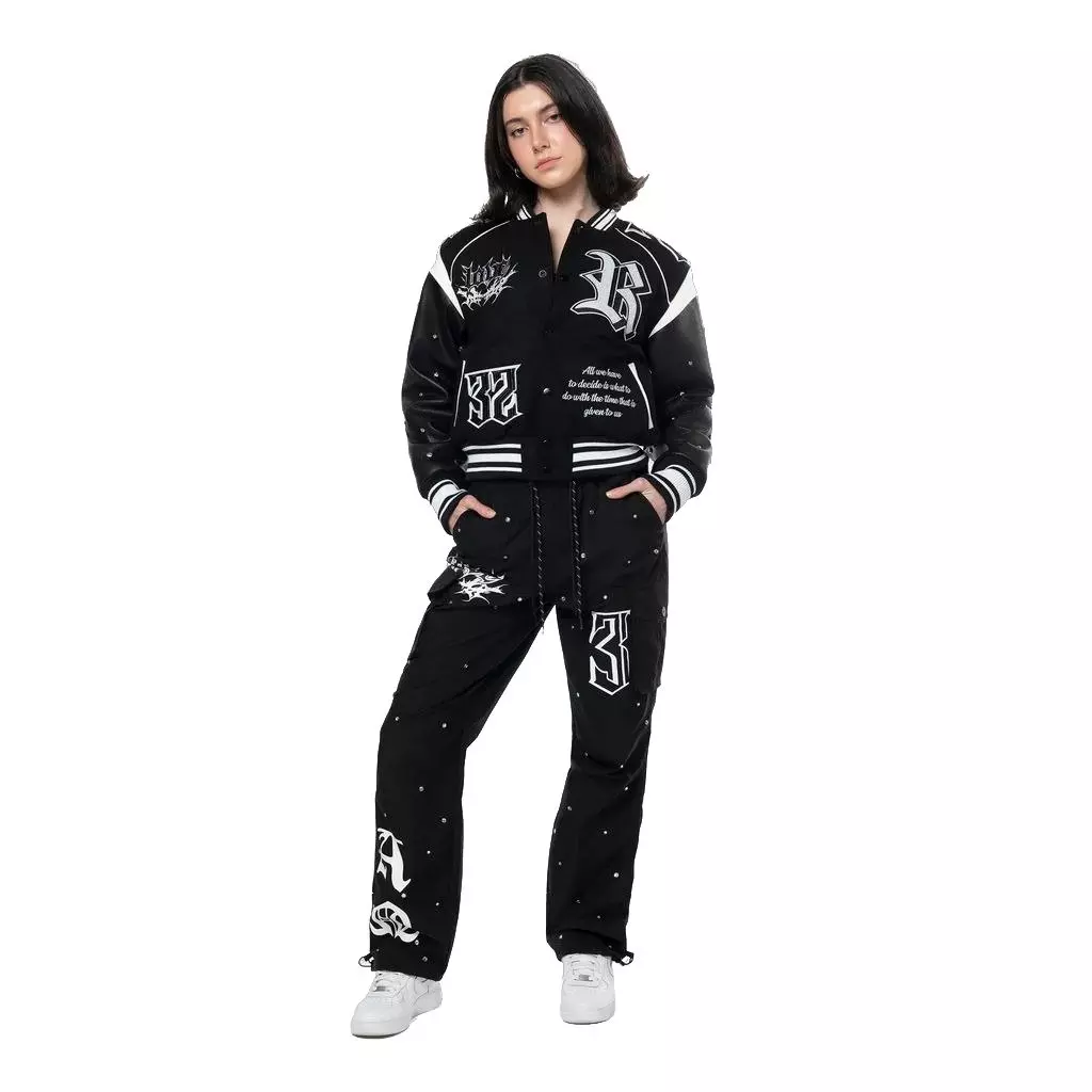 Smoke Rise Women's Rhinestone Girlfriend Jacket - Black - BLACK