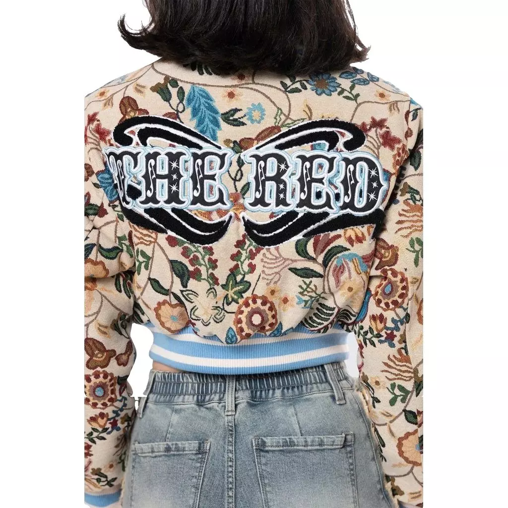 Smoke Rise Women's Tapestry Cropped Jacket - Botanical - MULTI-COLOR