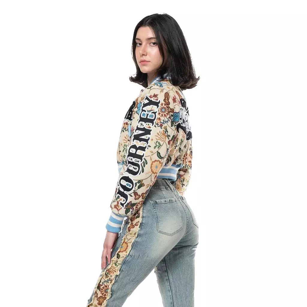 Smoke Rise Women's Tapestry Cropped Jacket - Botanical - MULTI-COLOR