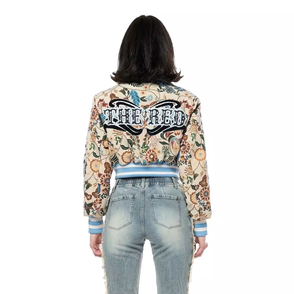 Smoke Rise Women's Tapestry Cropped Jacket - Botanical - MULTI-COLOR