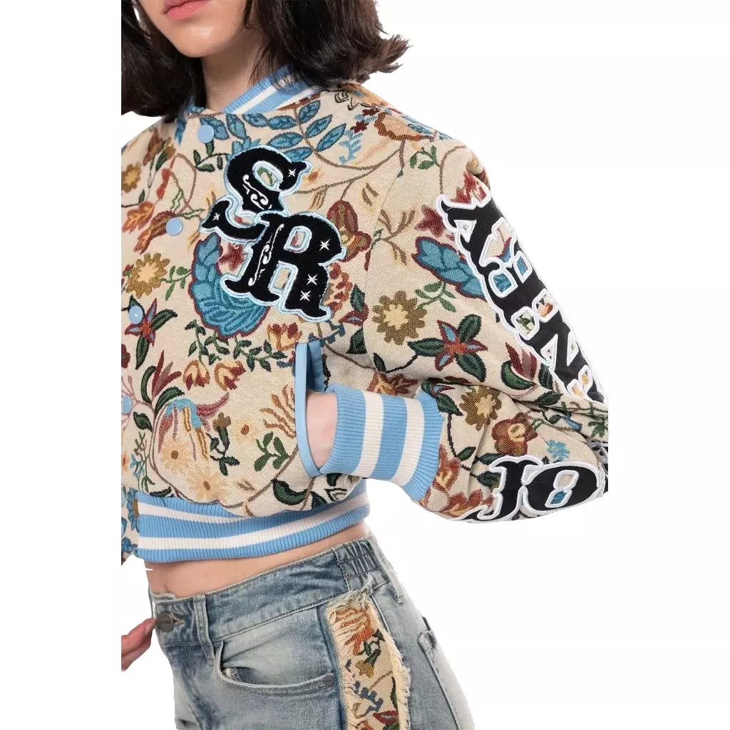 Smoke Rise Women's Tapestry Cropped Jacket - Botanical - MULTI-COLOR