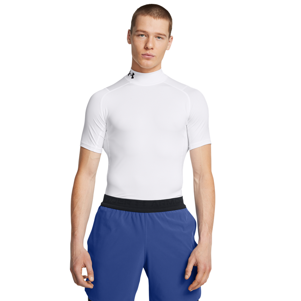 Under Armour Men's HeatGear Compression Mock Short-Sleeve Shirt - WHITE Thumbnail View 1