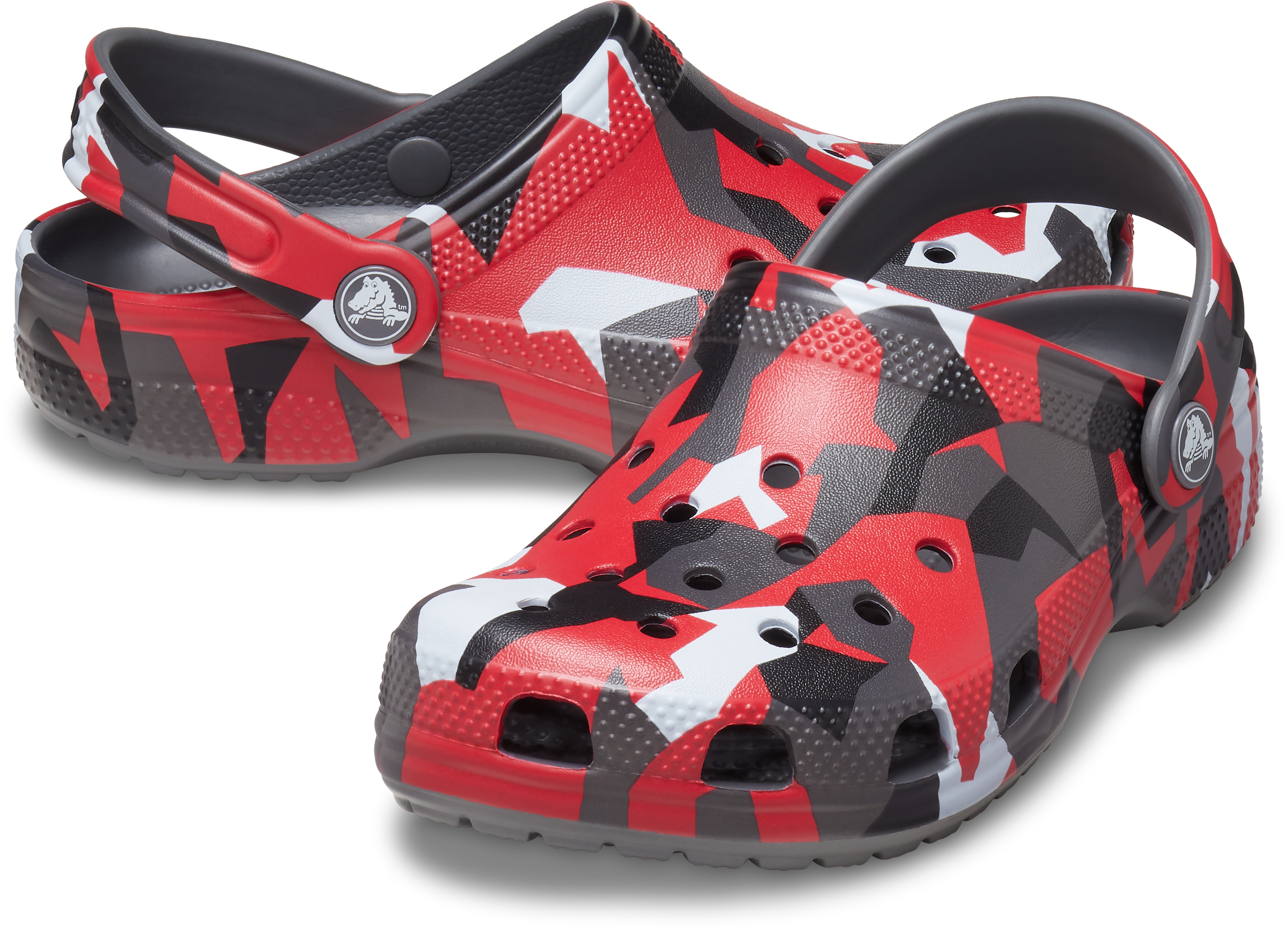 Crocs Classic Geometric Grade School Boys' "Camo Red" Clog