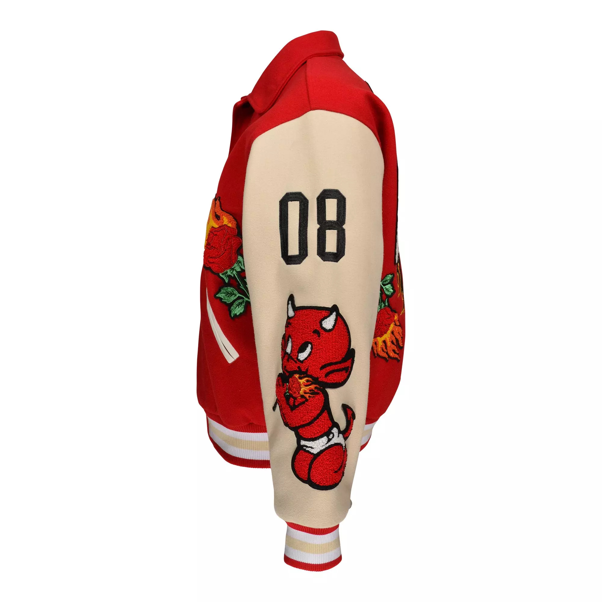 Civil Regime Men's Flames Varsity Jacket - RED