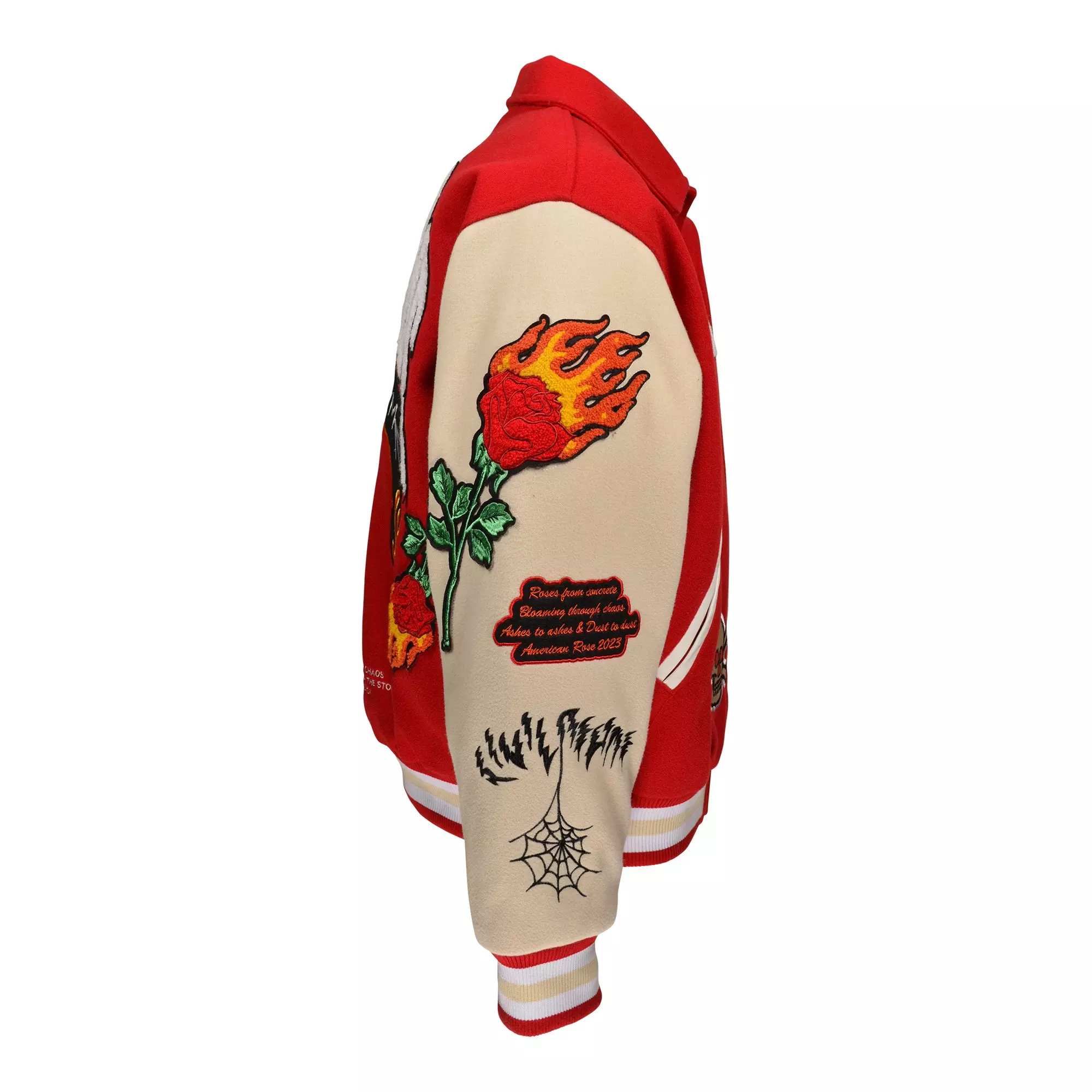 Civil Regime Men's Flames Varsity Jacket - RED