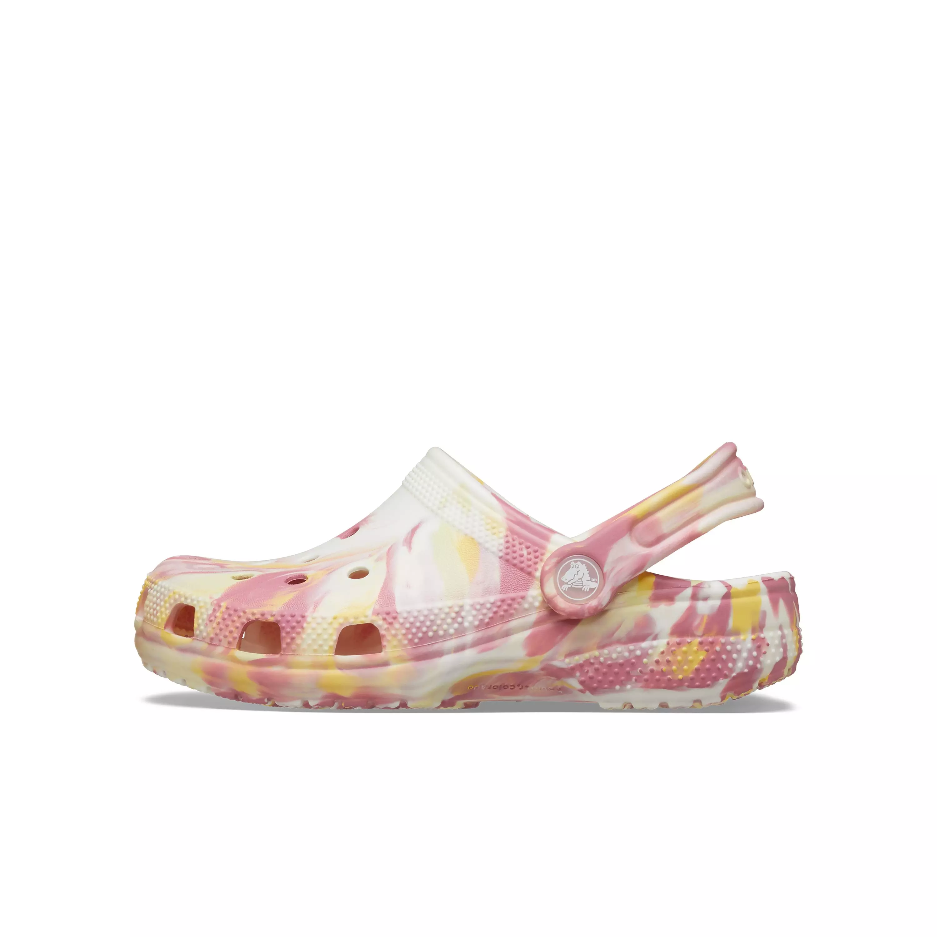 Crocs Classic Marbled "Daylily" Grade School Girls' Clog - PINK/YELLOW
