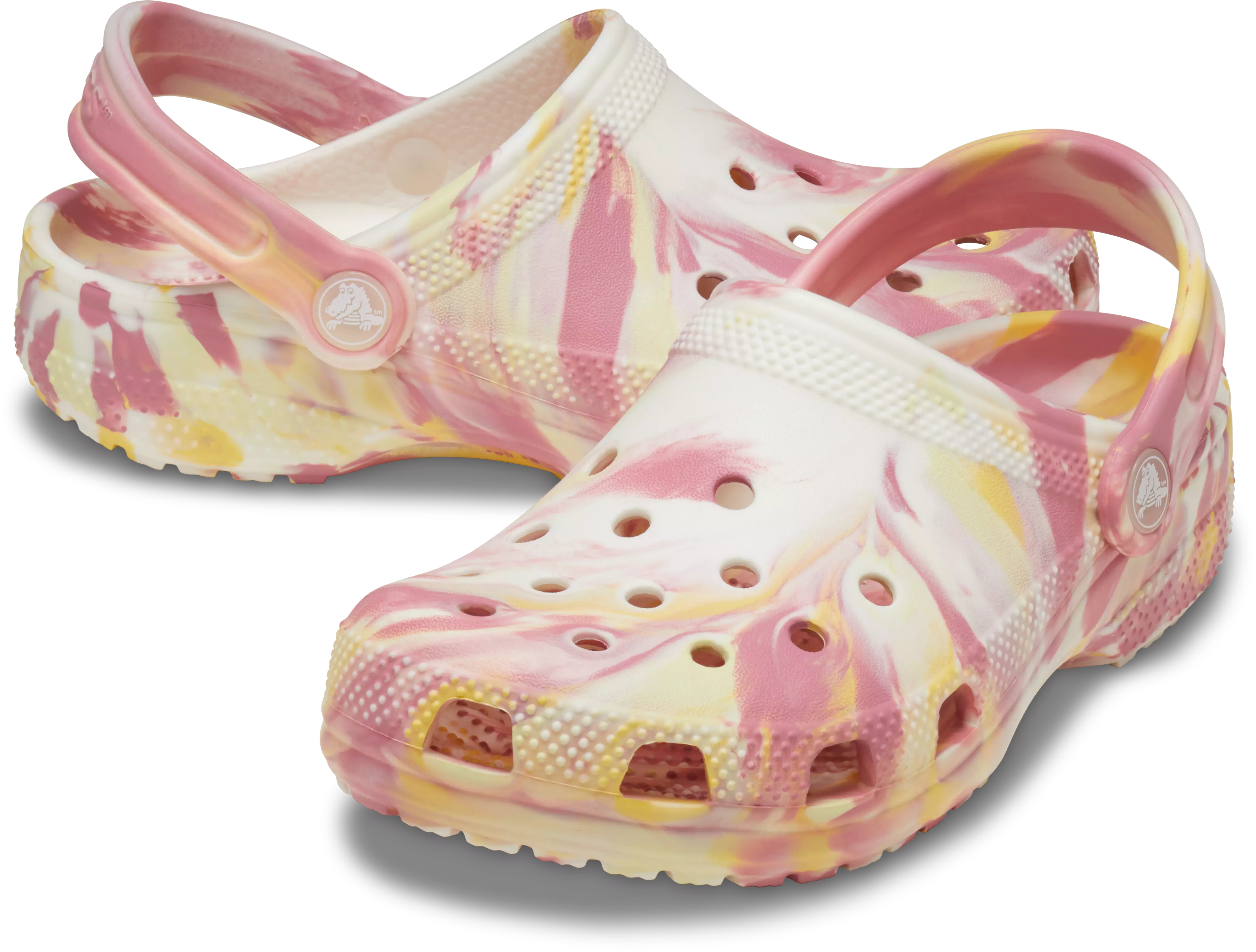 Crocs Classic Marbled "Daylily" Grade School Girls' Clog - PINK/YELLOW