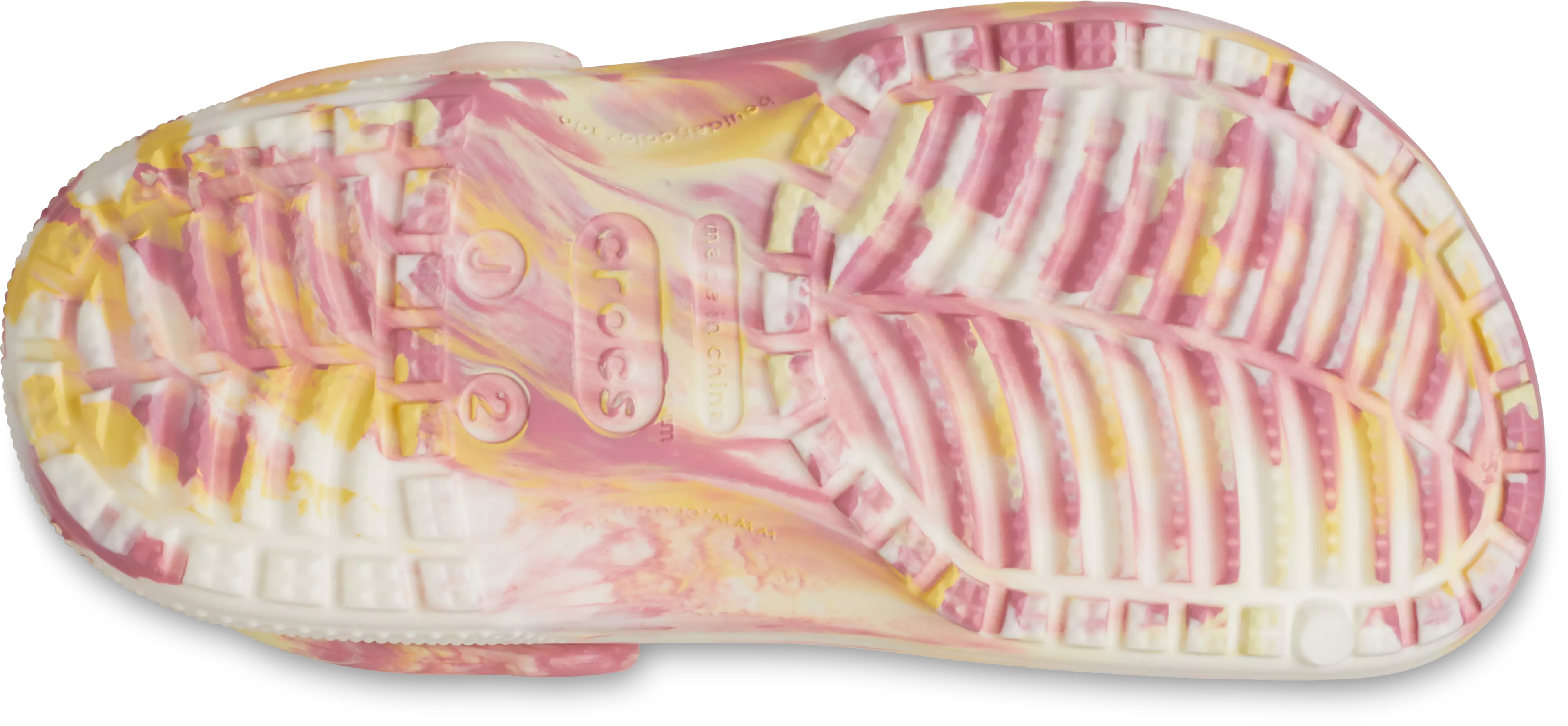 Crocs Classic Marbled "Daylily" Grade School Girls' Clog - PINK/YELLOW