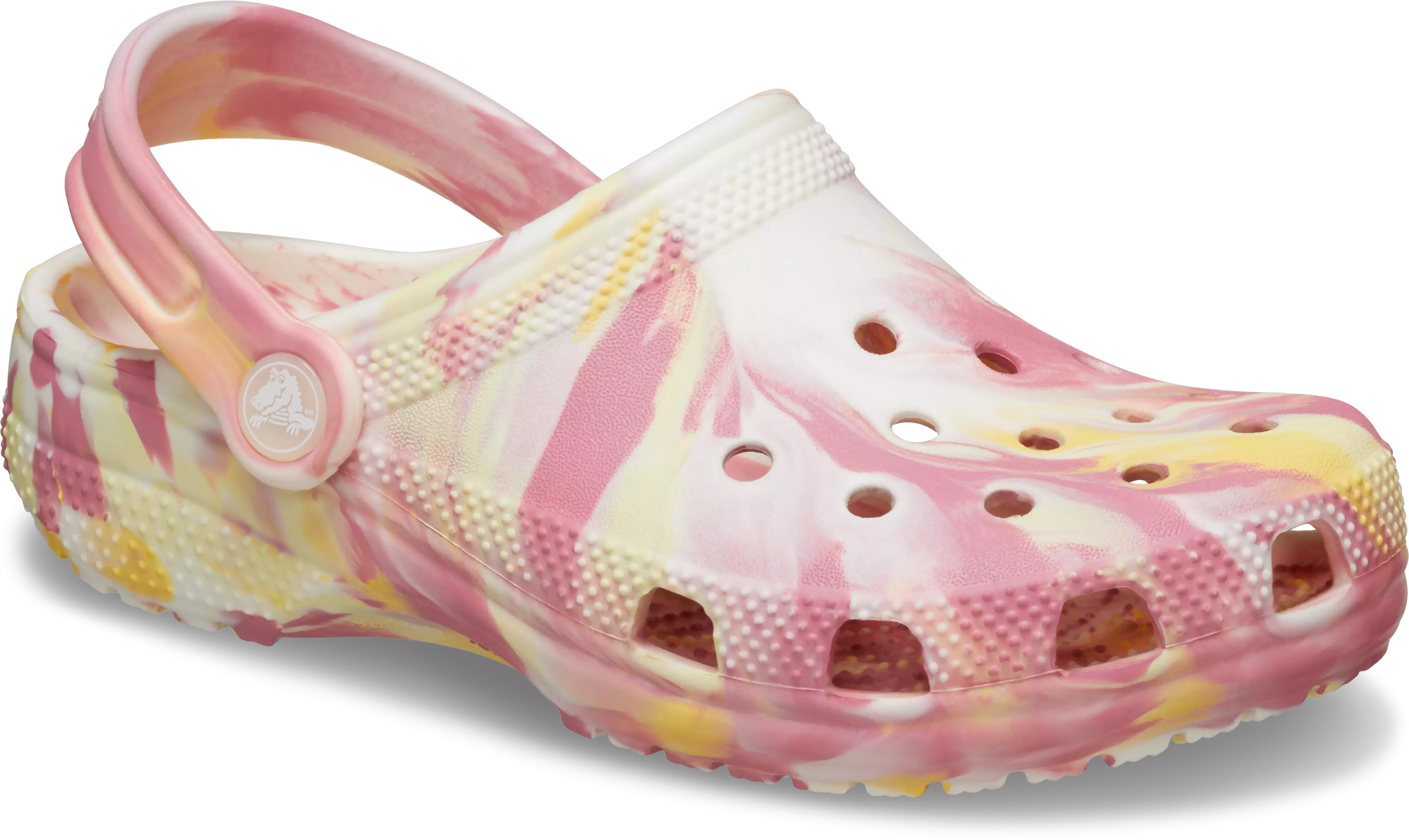 Crocs Classic Marbled "Daylily" Grade School Girls' Clog - PINK/YELLOW