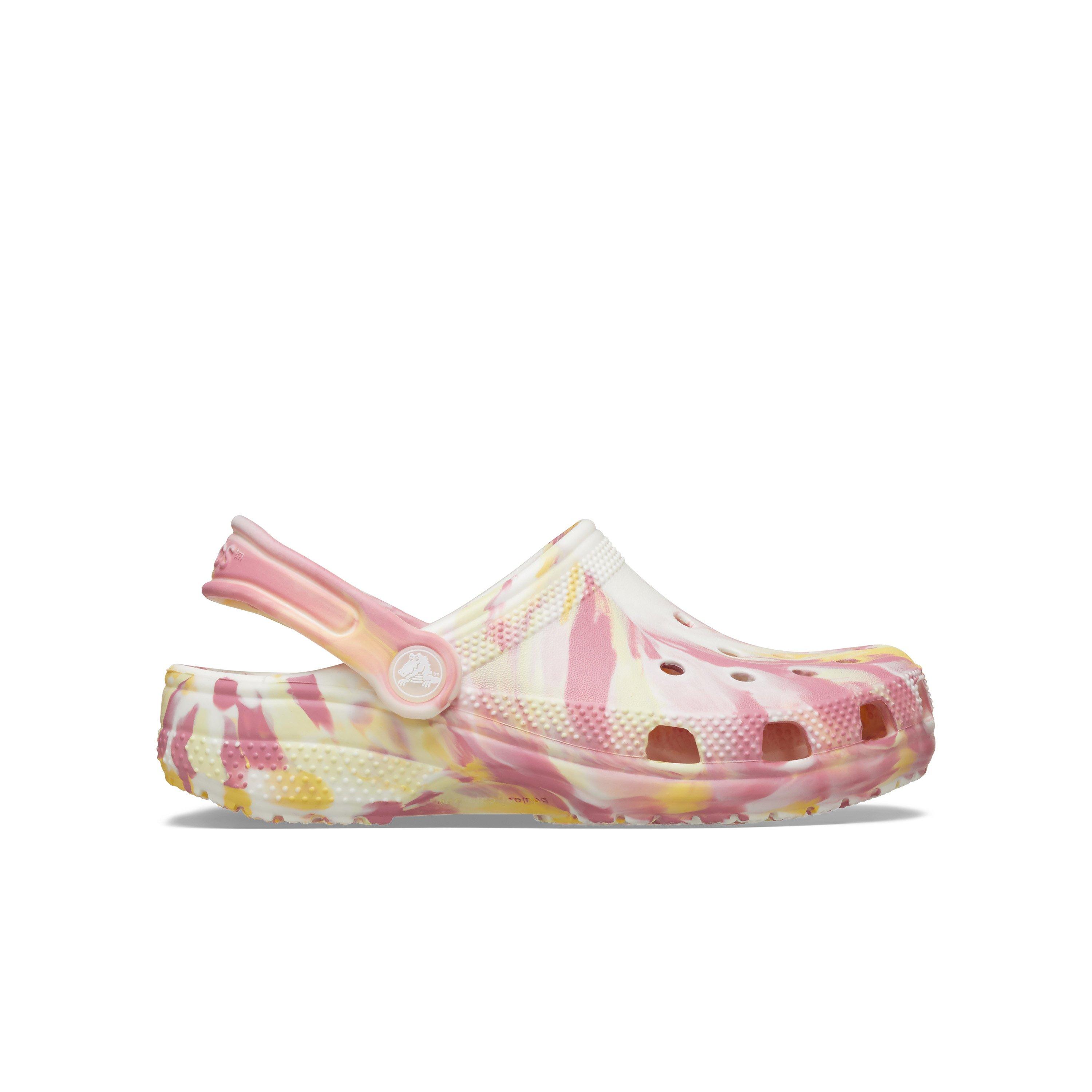 Crocs Classic Marbled "Daylily" Grade School Girls' Clog - PINK/YELLOW