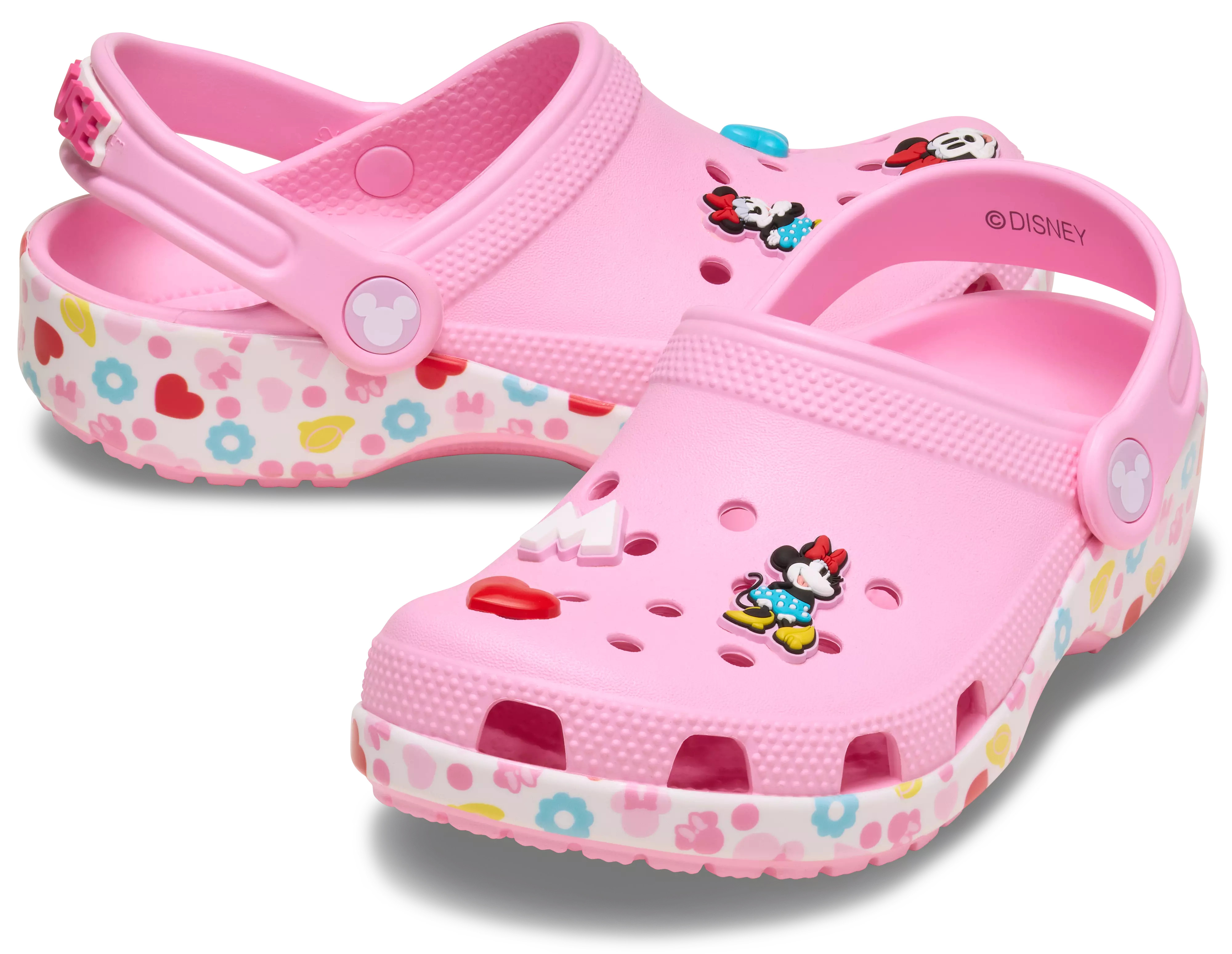 Crocs Classic Mickey and Friends "Minnie" Toddler Girls' Clog - WHITE/PINK
