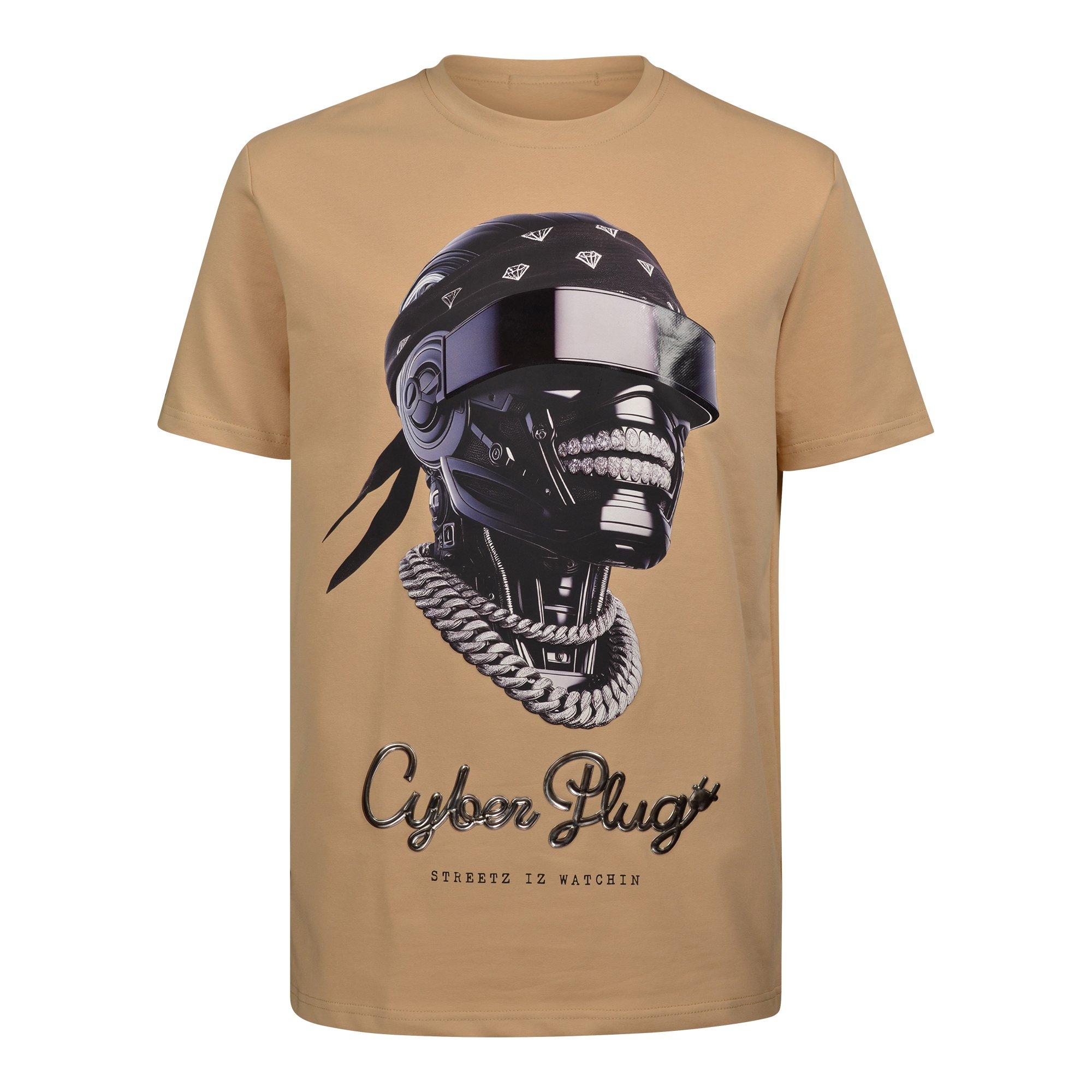 Streetz Iz Watchin Men's Cyber Plug Tee - TAN Thumbnail View 1
