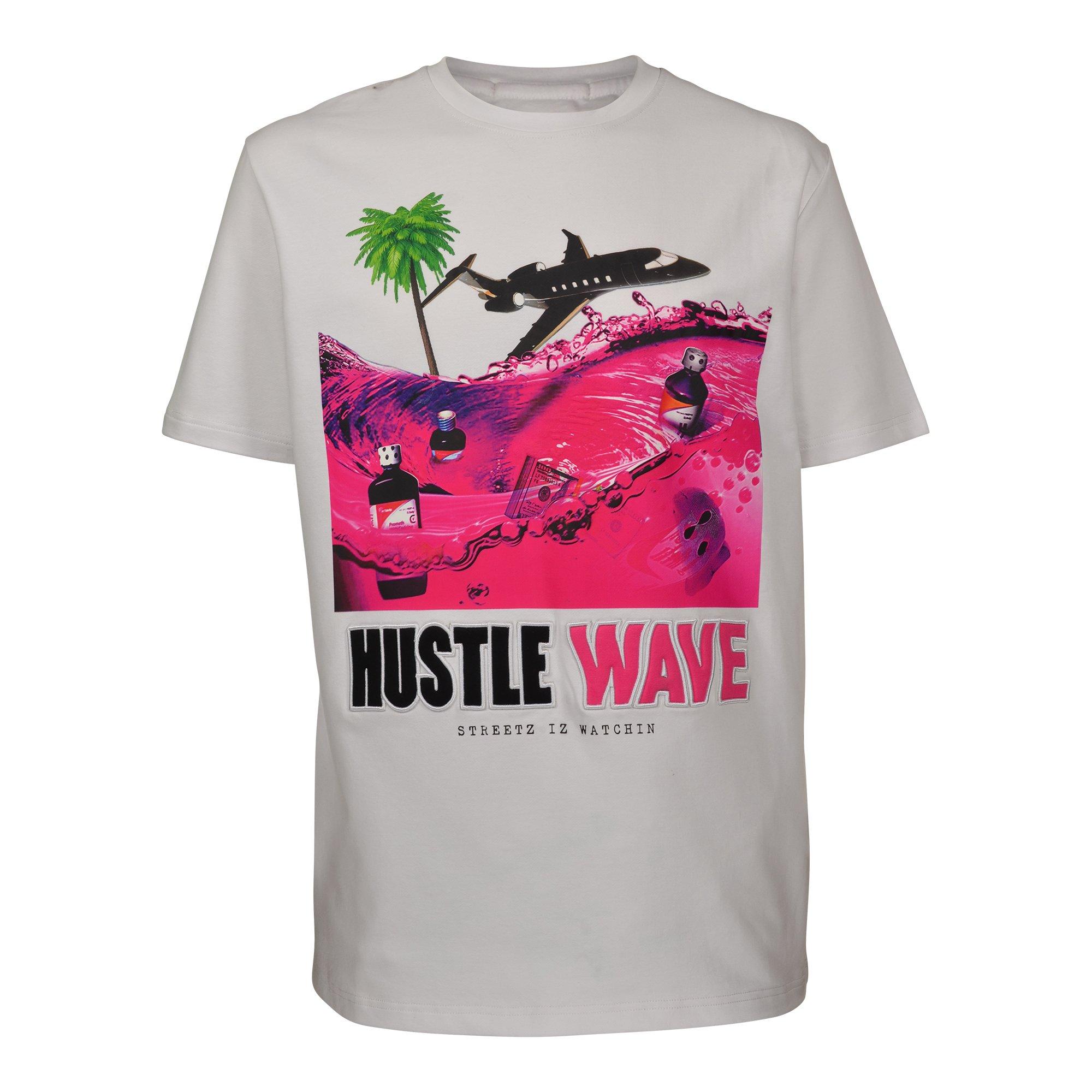 Streetz Iz Watchin Men's Hustle Wave Tee - White - WHITE Thumbnail View 1