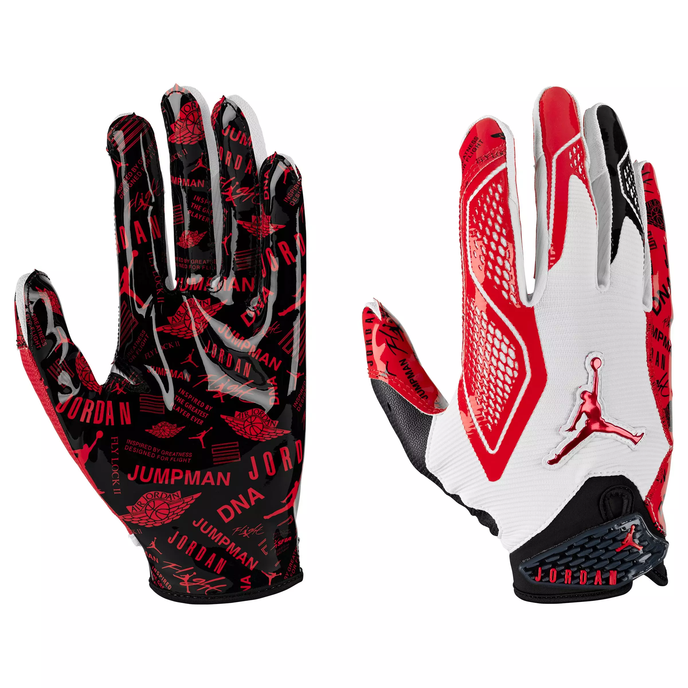 Jordan Fly Lock 2.0 Football Receiver Gloves - White/Red/Black - WHITE/RED/BLACK