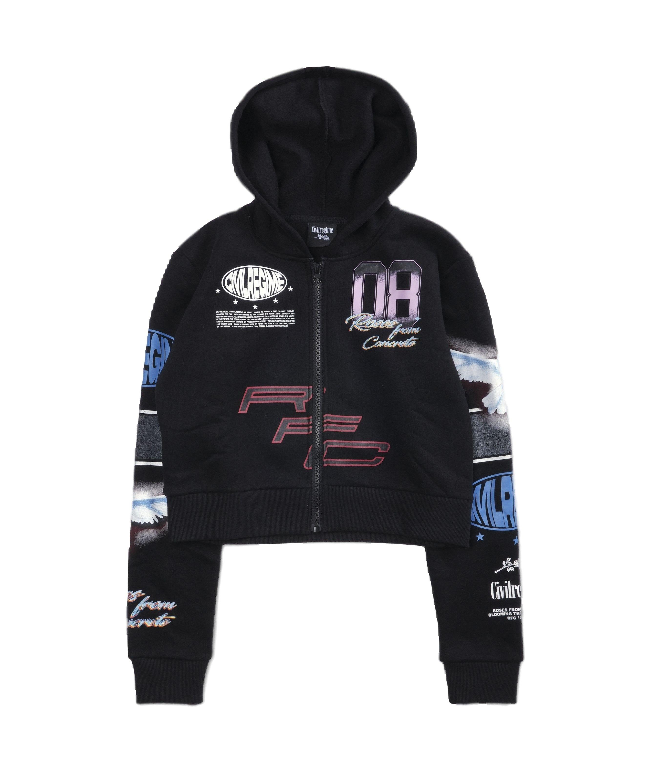 Civil Regime Women's Crop Hoodie - Dove Black - BLACK Thumbnail View 1