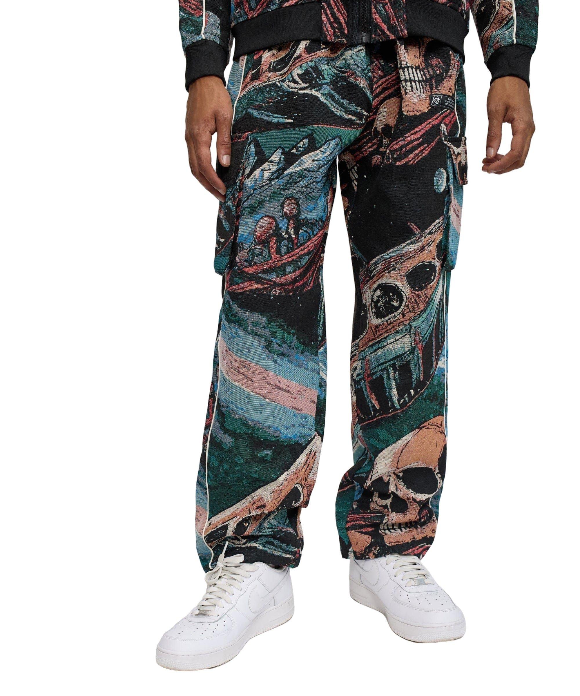 Reason Men's Warrior Tapestry Flare Pants - BLACK Thumbnail View 1