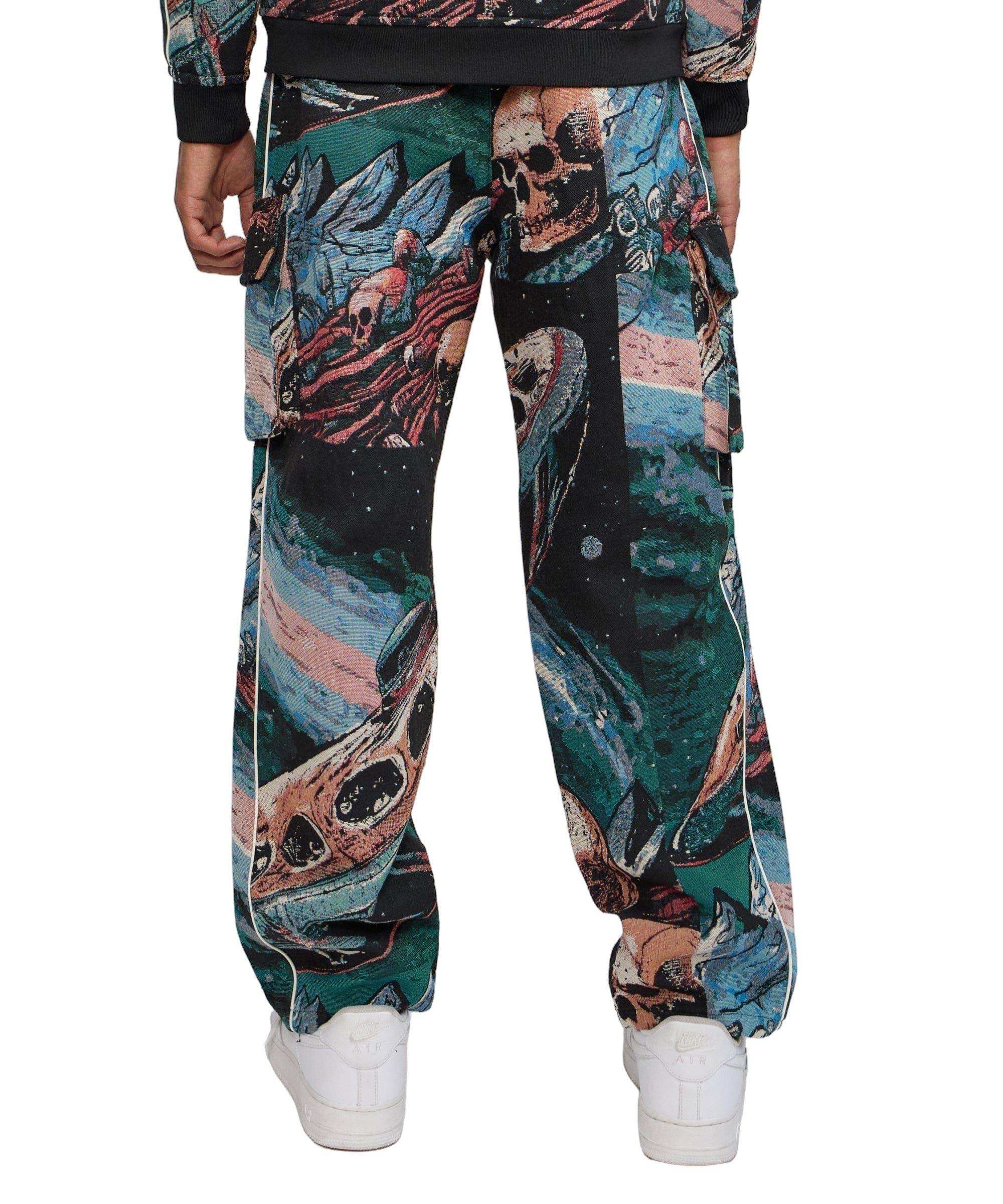 Reason Men's Warrior Tapestry Flare Pants - BLACK Thumbnail View 2
