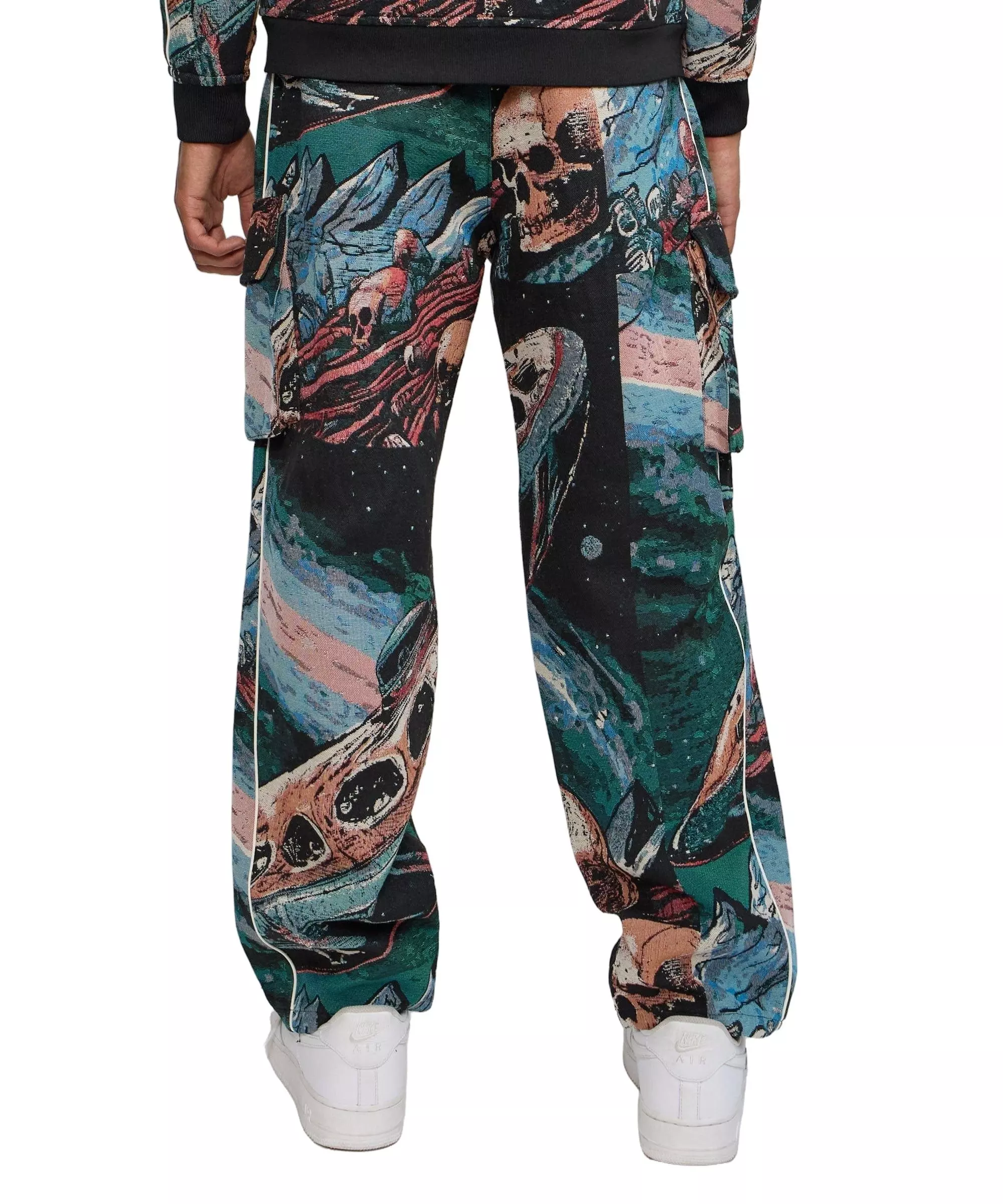 Reason Men's Warrior Tapestry Flare Pants - BLACK
