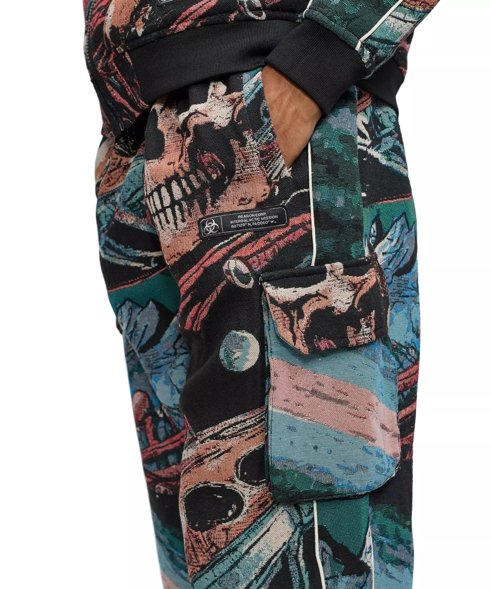 Reason Men's Warrior Tapestry Flare Pants - BLACK